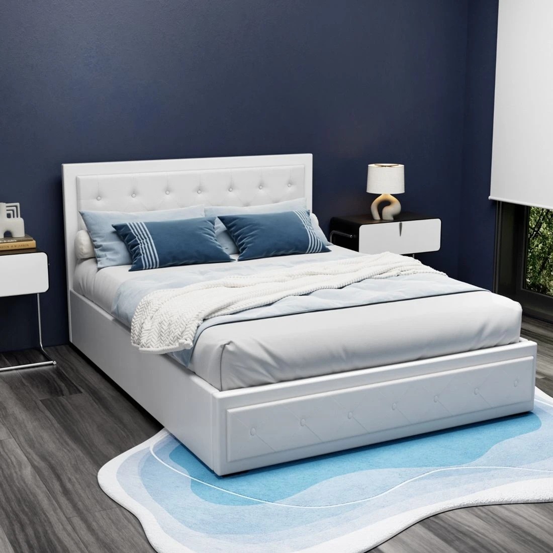 3 Artiss Bed Frame Queen Size Gas Lift  TIYO - White, 3 of 6