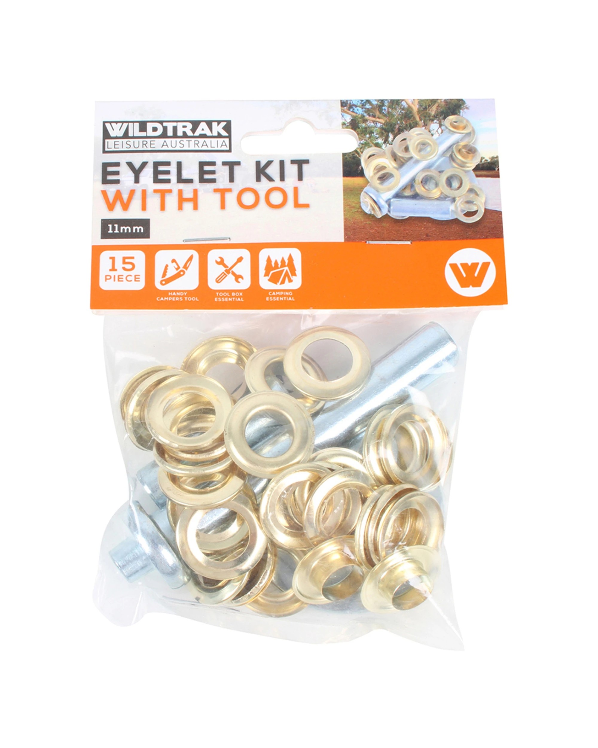 1 Wildtrak Eyelet Kit With Tool 15pc 11mm Hole Punch Camping Accessories - Silver, 1 of 2
