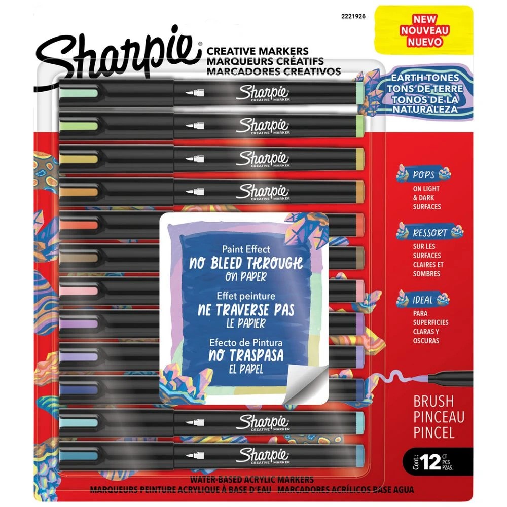 1 Sharpie Creative Acrylic Brush Markers Assorted 12 Pack, 1 of 1