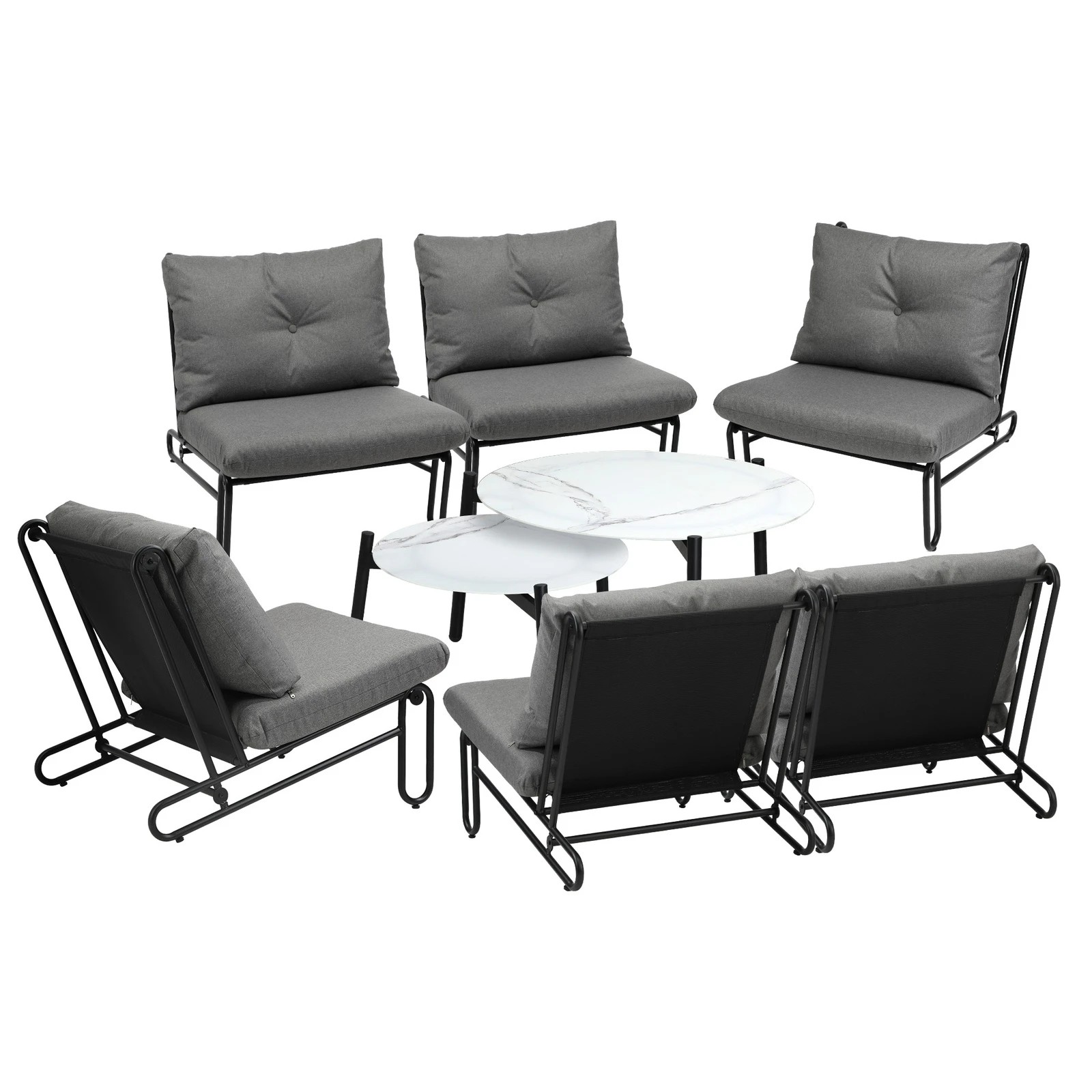 7 Livsip Outdoor Sofa Set 8 Piece Garden Patio Lounge Setting Table Chairs - Grey, 7 of 9