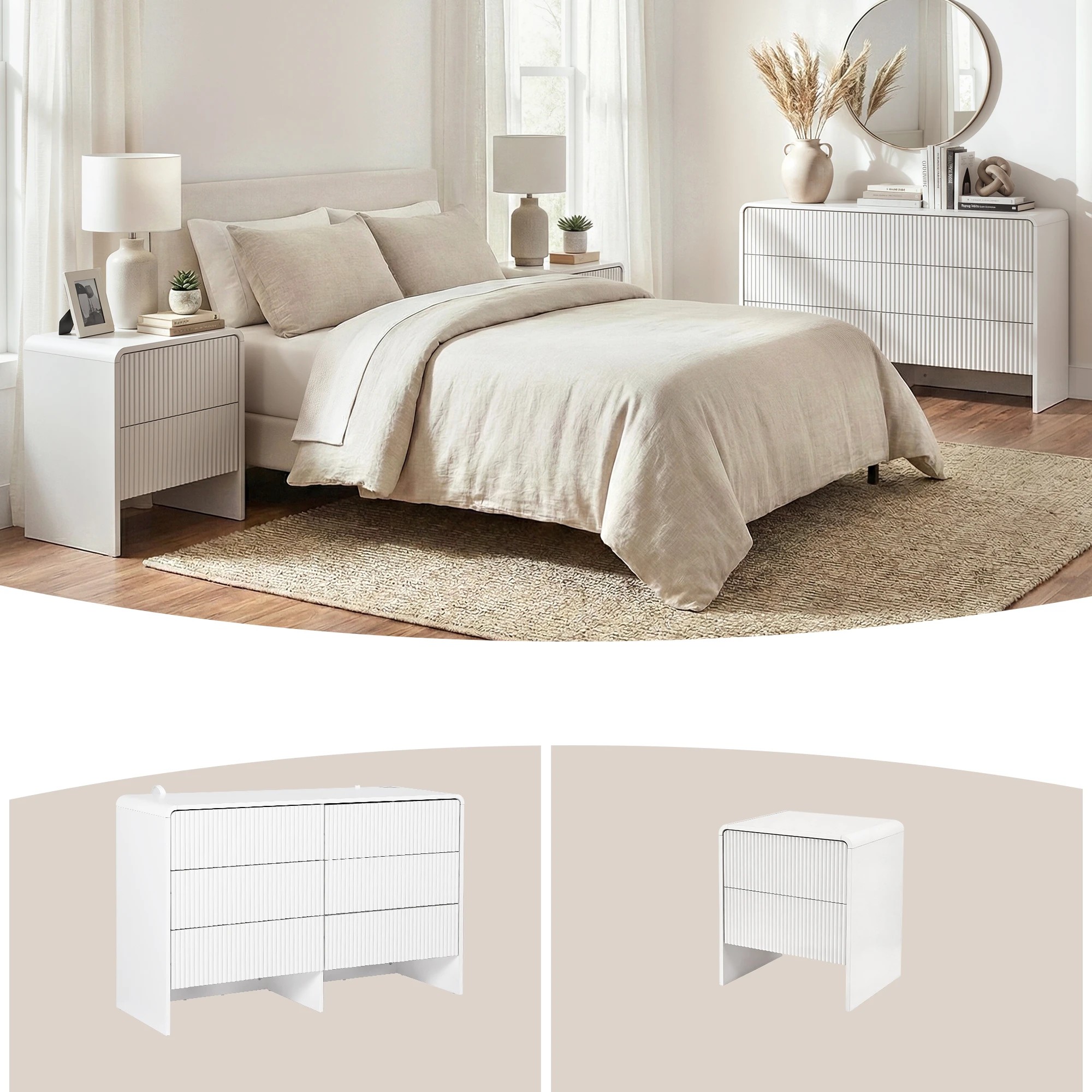 6 Artiss 6 Chest of Drawers Dresser Cabinet - Beige, 6 of 10