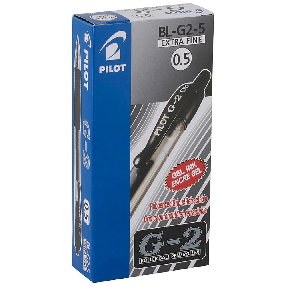 1 PILOT G2 Retractable Gel Pen 0.5mm Black 12 Pack, 1 of 2