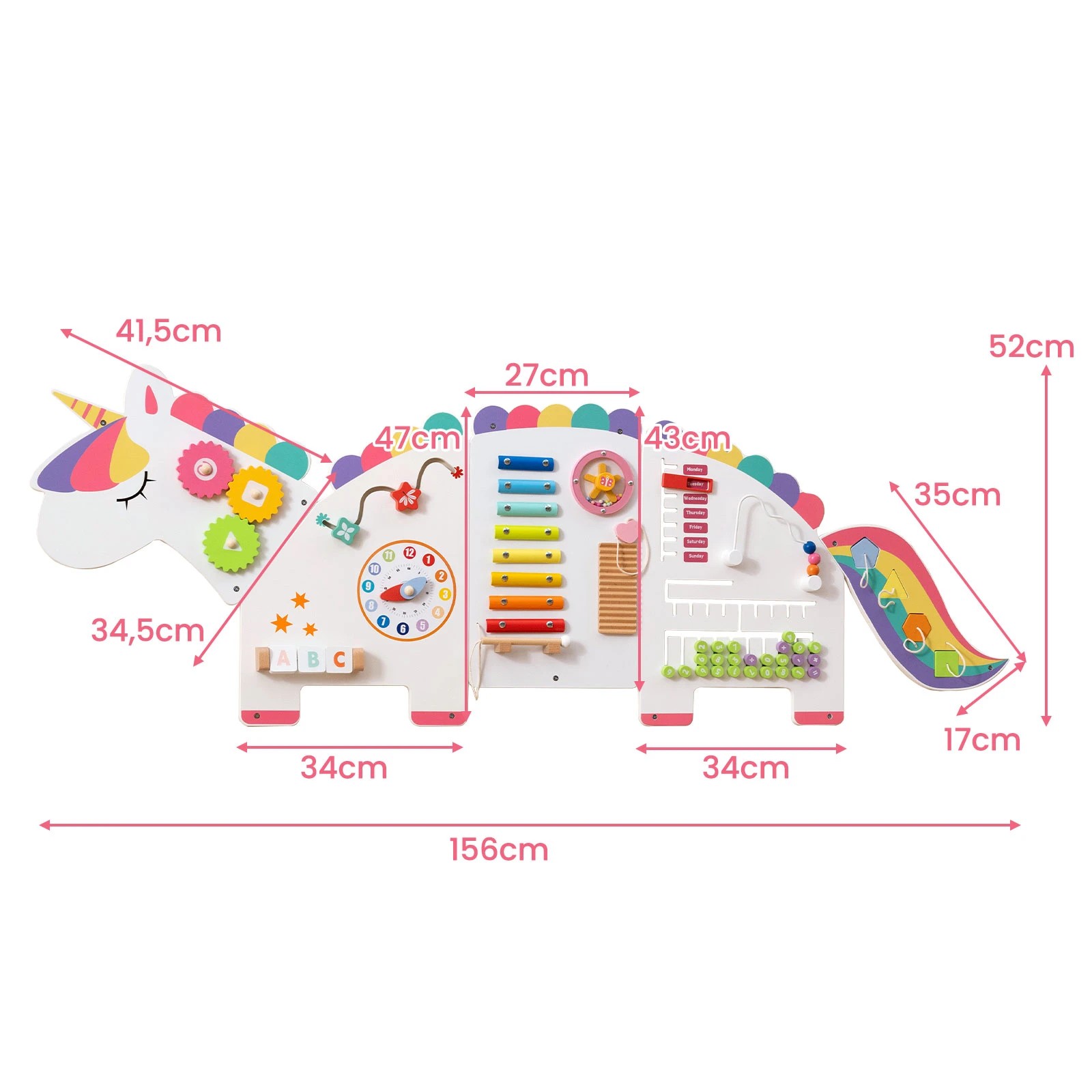 2 Costway 11in1 Wall Busy Board Panels Unicorn-themed Sensory Toy - White, 2 of 4