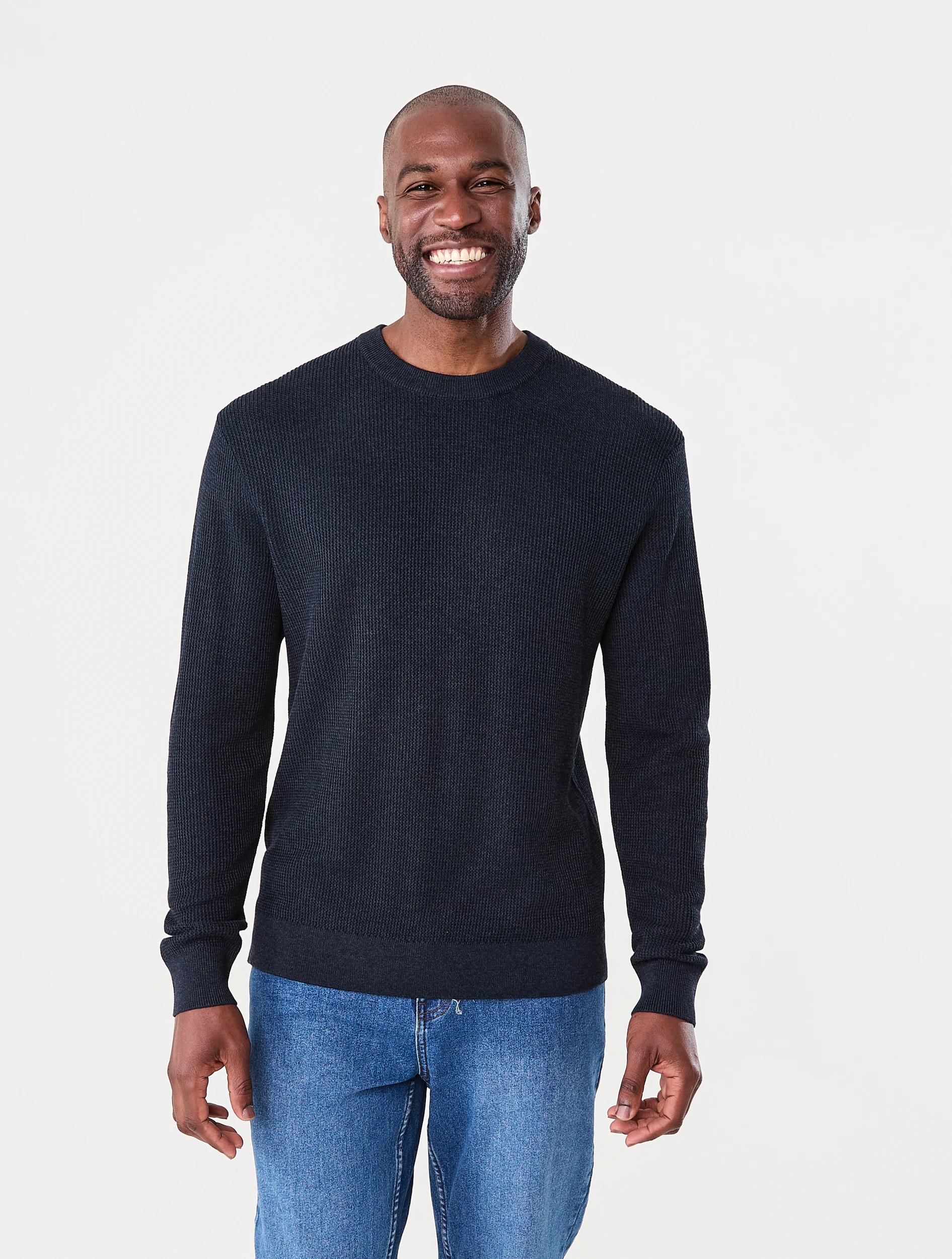 1 Lightweight Crew Neck Knit Jumper Navy, 1 of 7