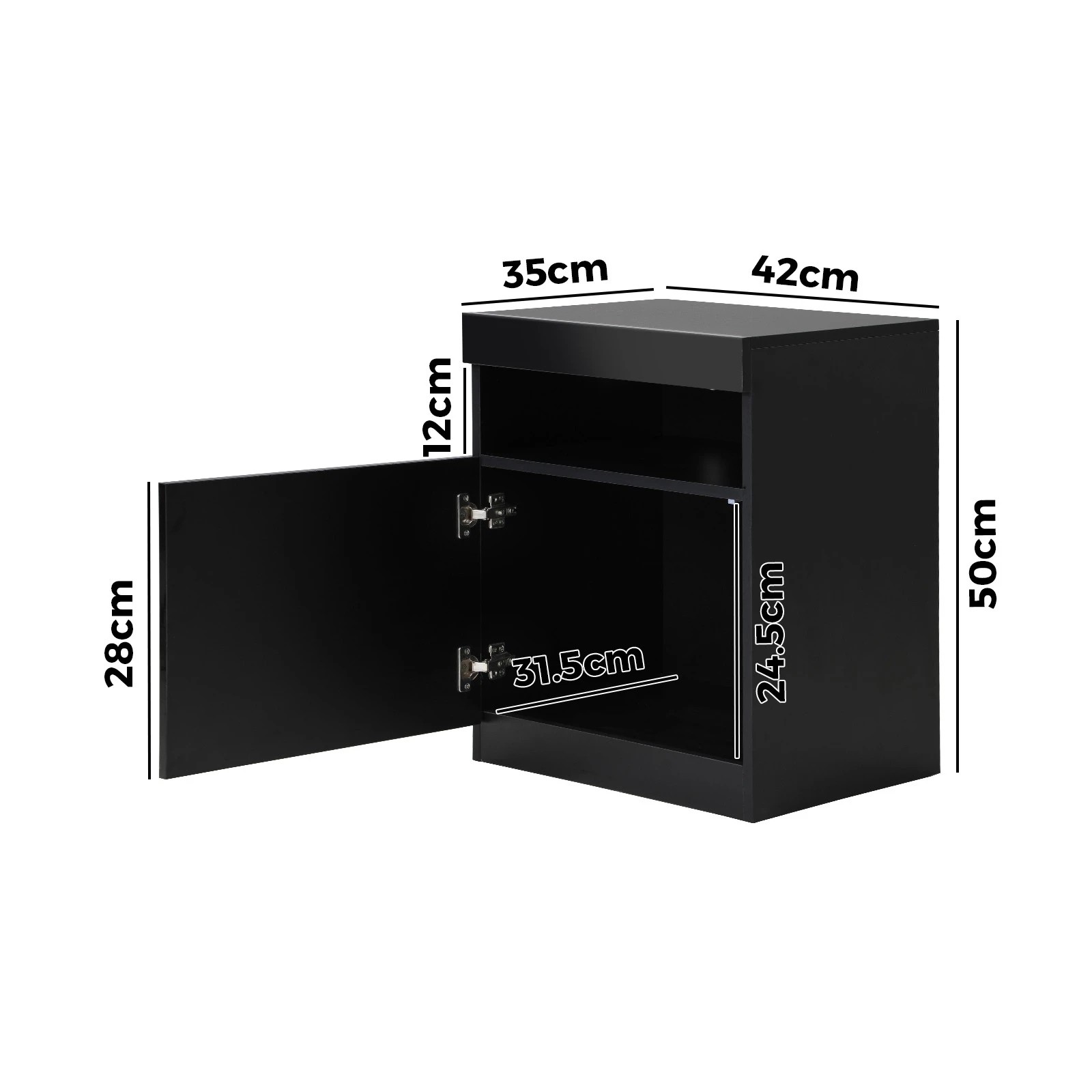 10 Oikiture Bedside Table Led Nightstand Shelf Storage Cabinet
 - Black, 10 of 10