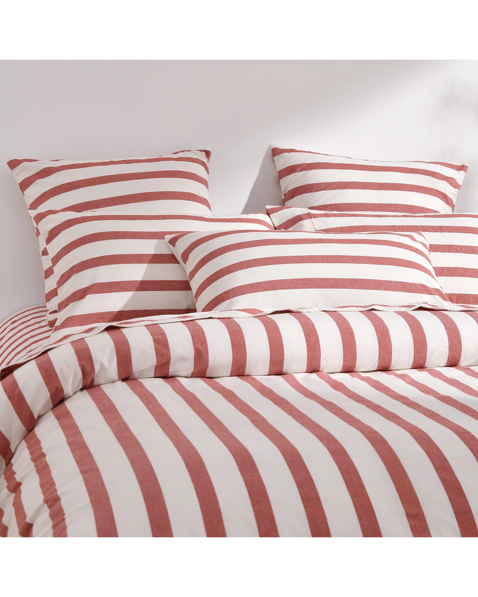 6 Dreamaker Cove Yarn Dyed Washed Cotton Striped Sheet Set - Double Bed - Rust, 6 of 7