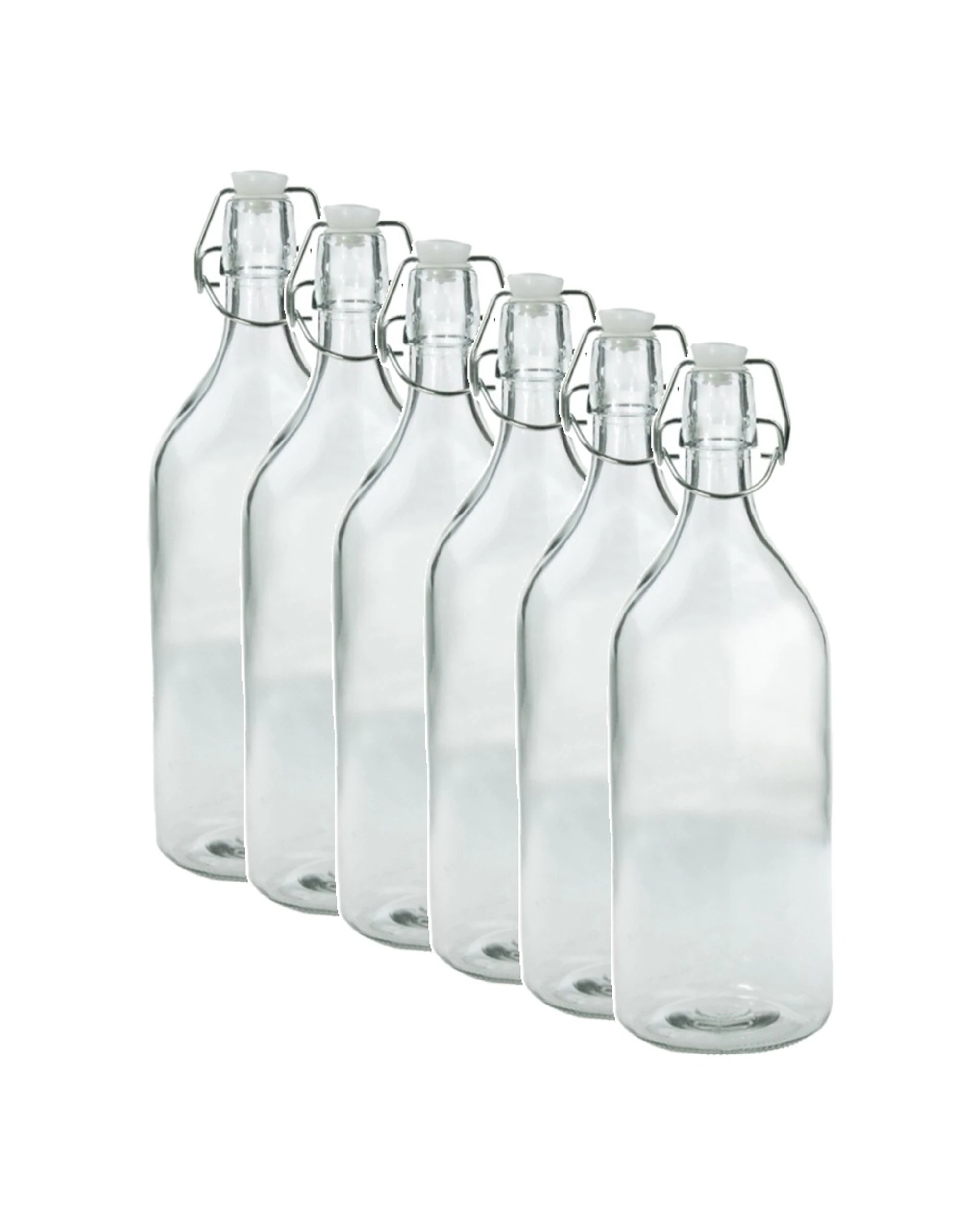1 Lemon & Lime 6PK Durable Glass Water Drinking Bottle Airtight Seal 1L - Clear, 1 of 3