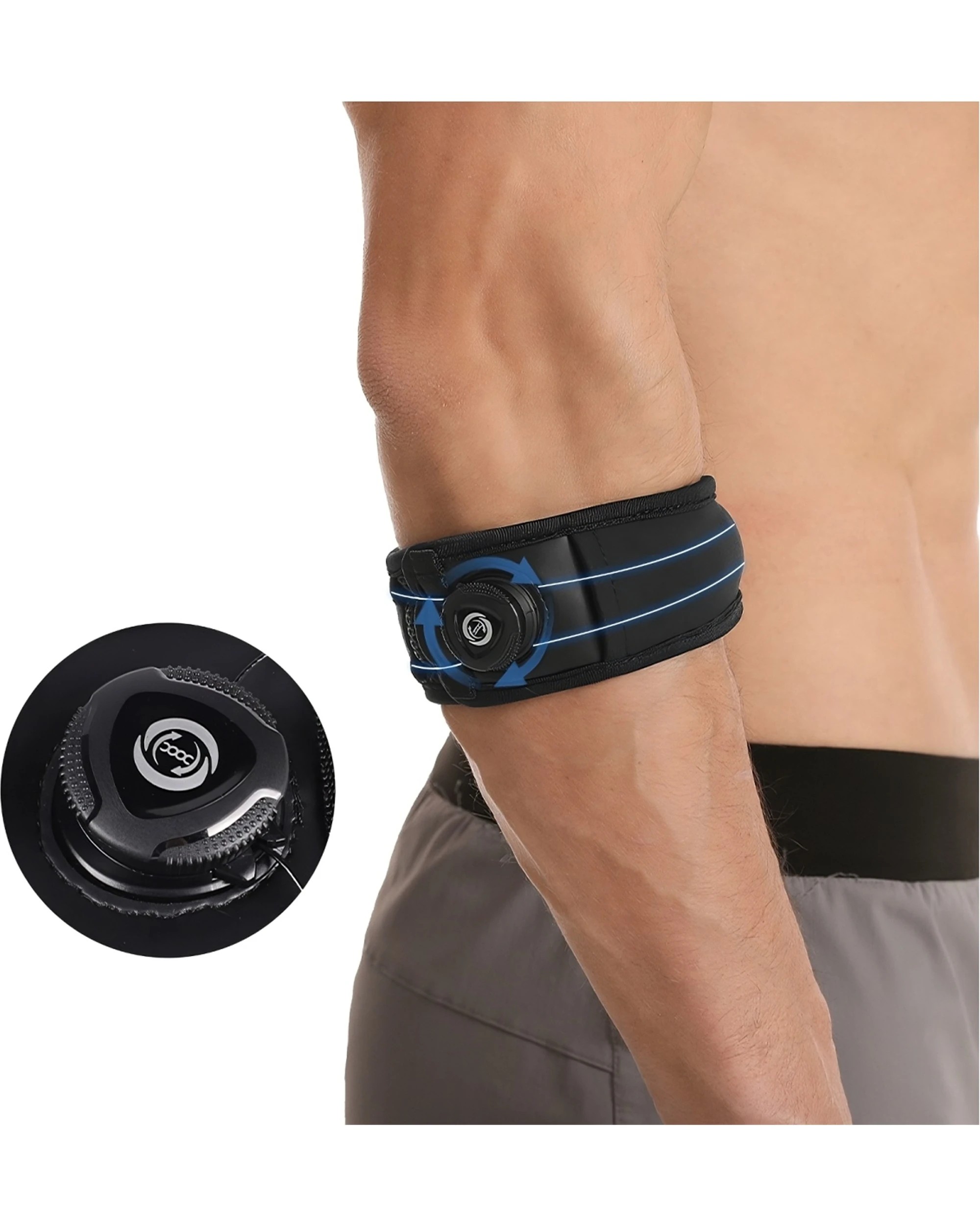 2 Bodyassist Tennis Elbow Strap With Pressure Dial Unisex Orthopaedic Support L-X - Black, 2 of 4