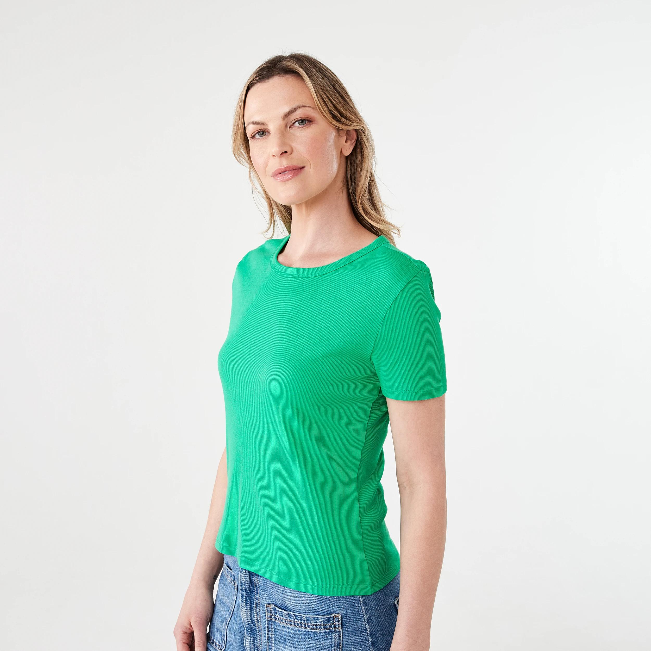 2 Short Sleeve Rib Crew Neck T-shirt SIMPLY GREEN, 2 of 5