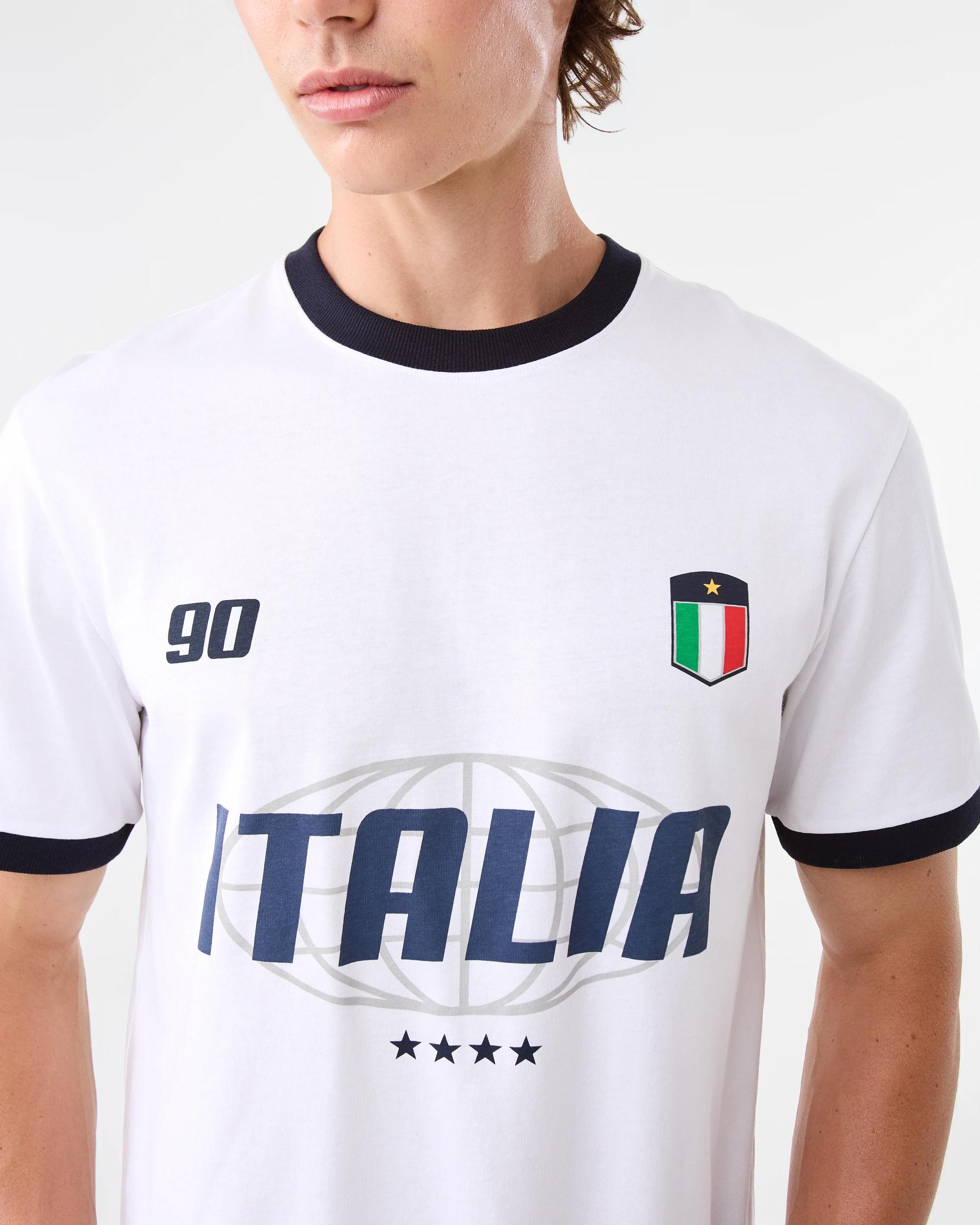 6 Ringer Print T-shirt Wht Italia, 6 of 10