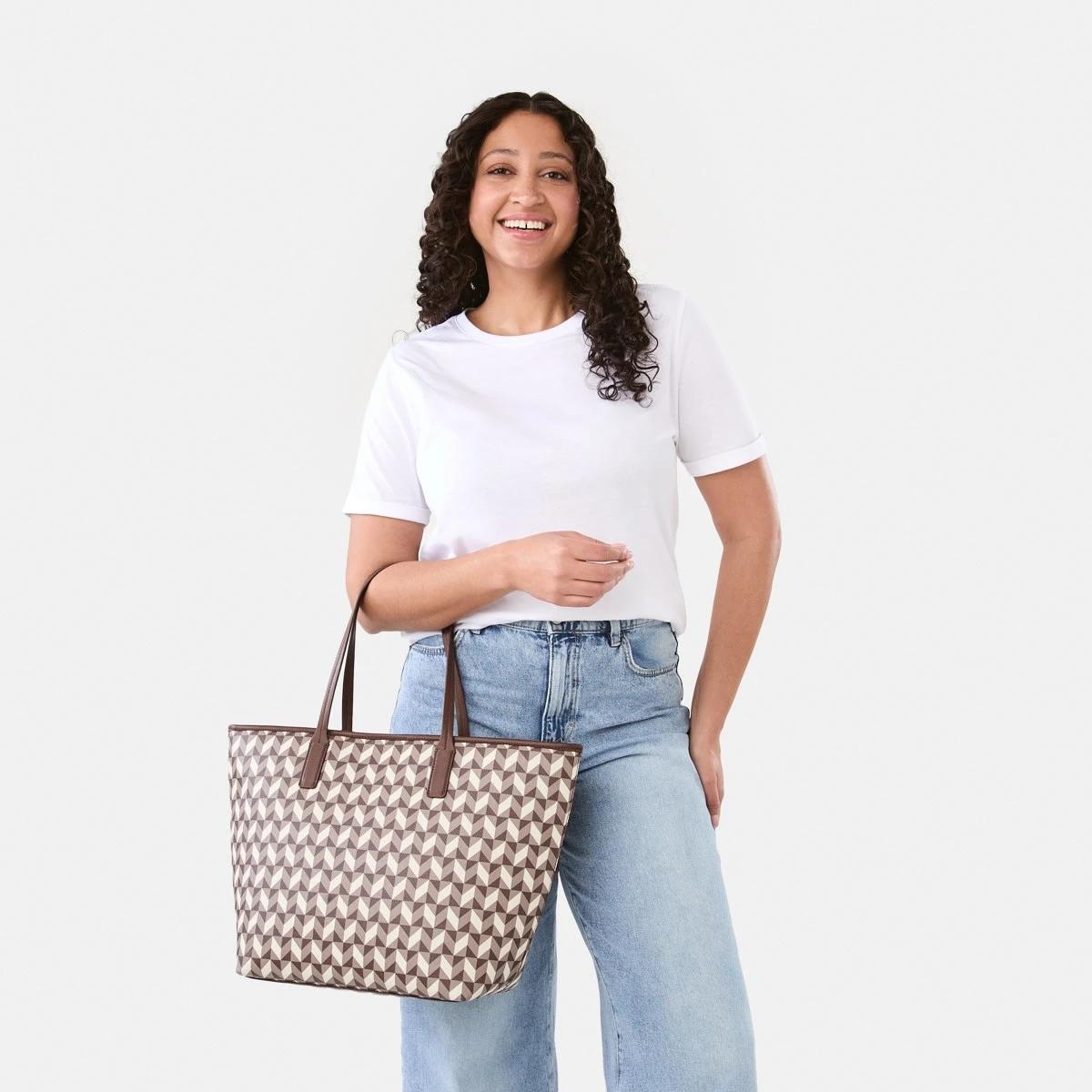 6 PU Geometric Tote Bag GEO MONO, 6 of 6