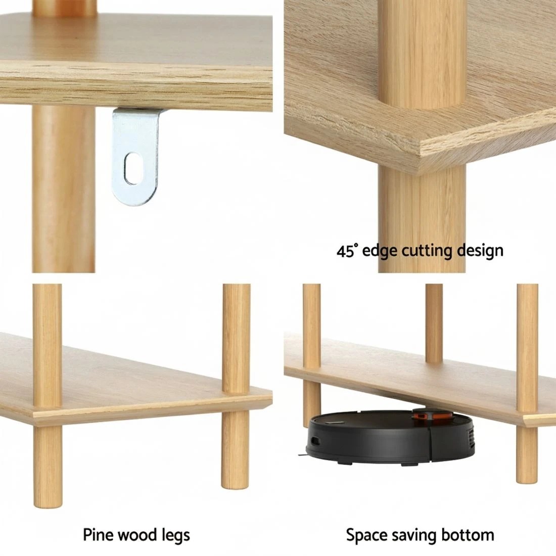 5 Artiss Bookshelf 3 Tiers Bookcase Display Shelves Wooden Storage Stand Rack - Natural, 5 of 5