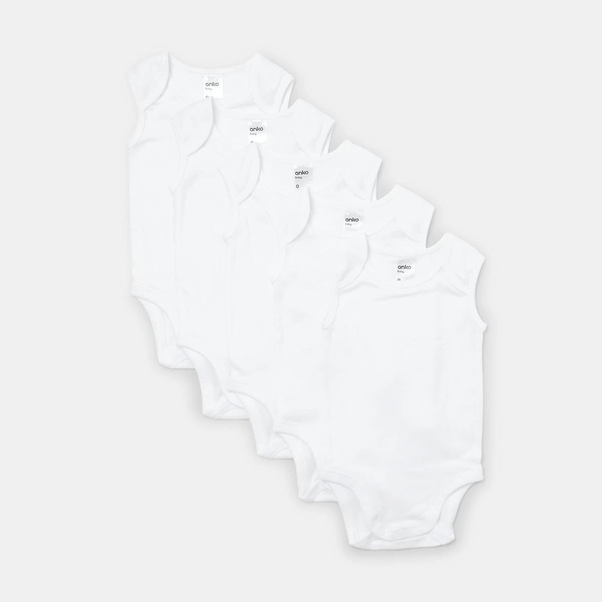 1 5 Pack Sleeveless Bodysuits WHITE MULTI PACK, 1 of 4