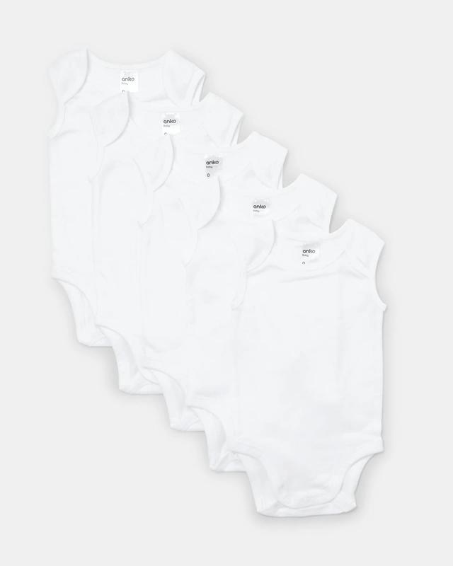 5 Pack Cotton Sleeveless Bodys