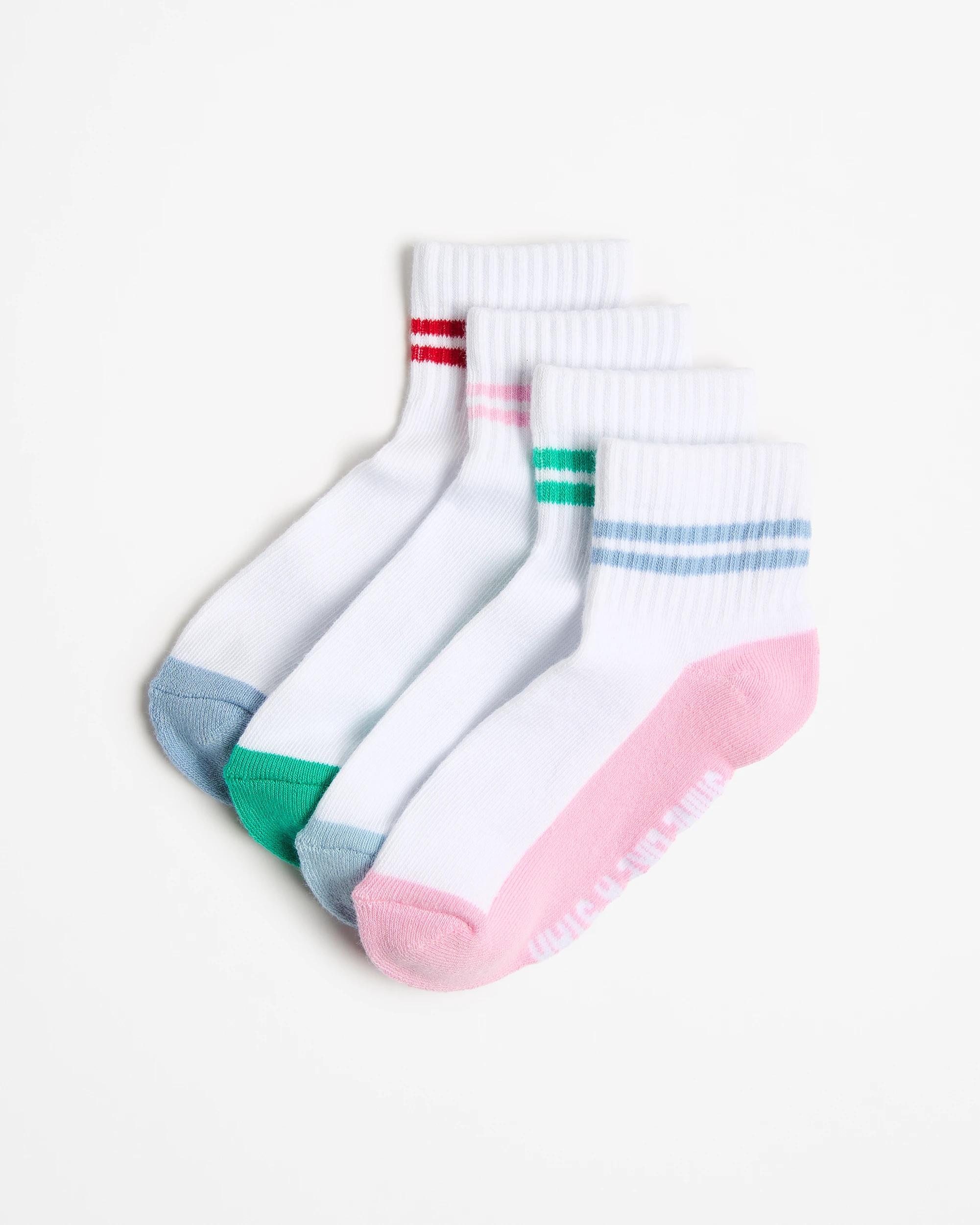 1 Australian Cotton Blend Girls Crew Cut Socks 4 Pack - Maxx GIRLS RETRO STRIPE, 1 of 3
