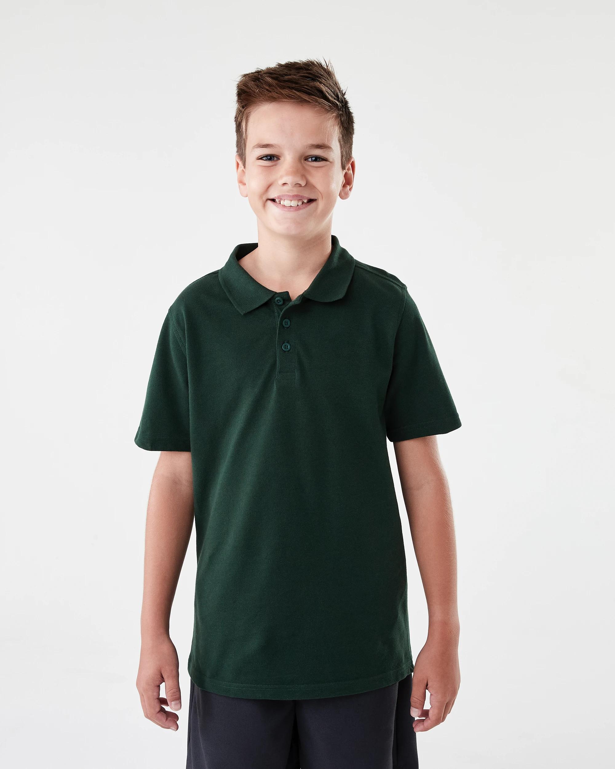 1 School Odour Shield Cotton Polo T-shirt Sycamore, 1 of 6