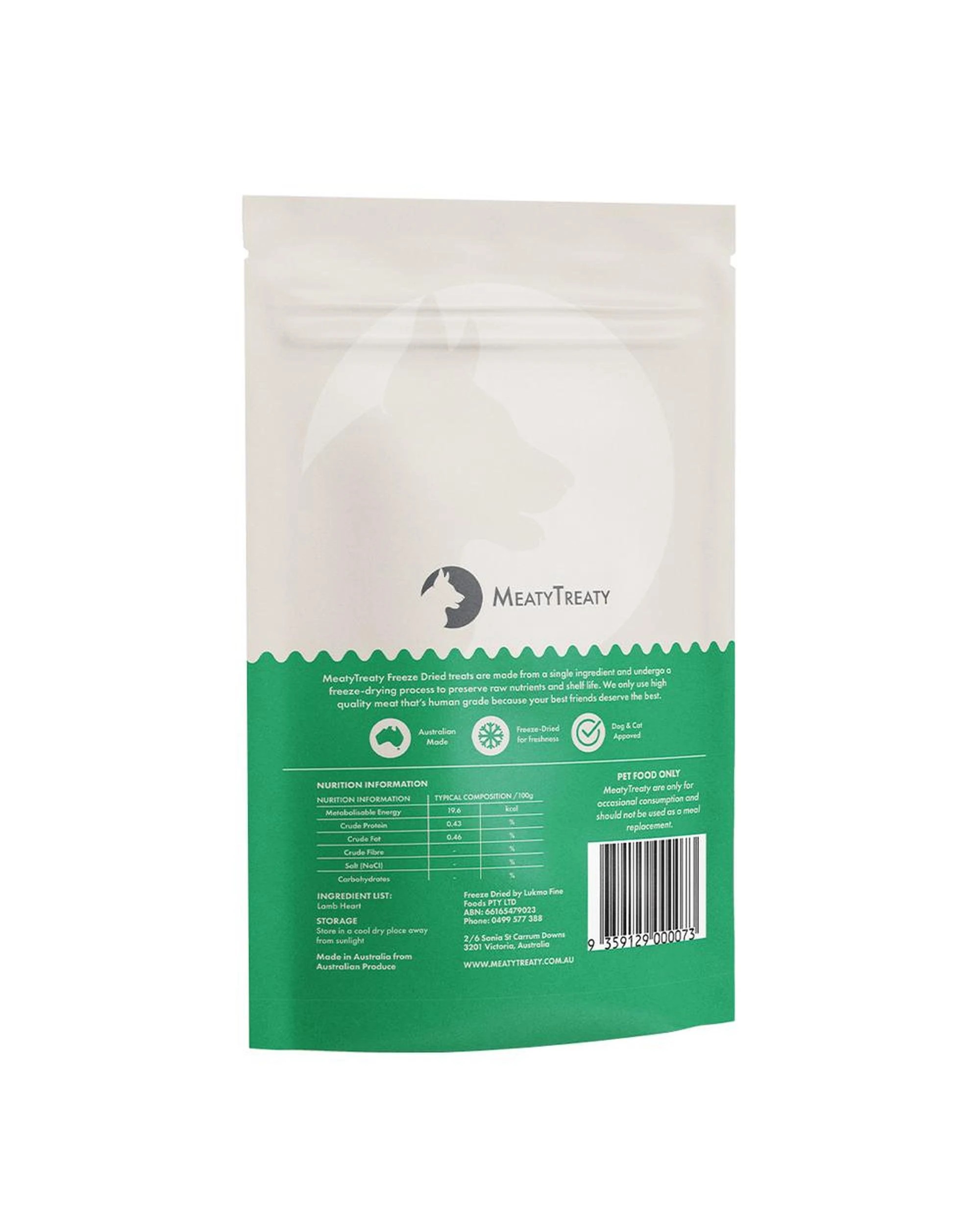 2 Meaty Treaty Premium Freeze Dried Cats & Dogs Treat Lamb Hearts 100g, 2 of 2