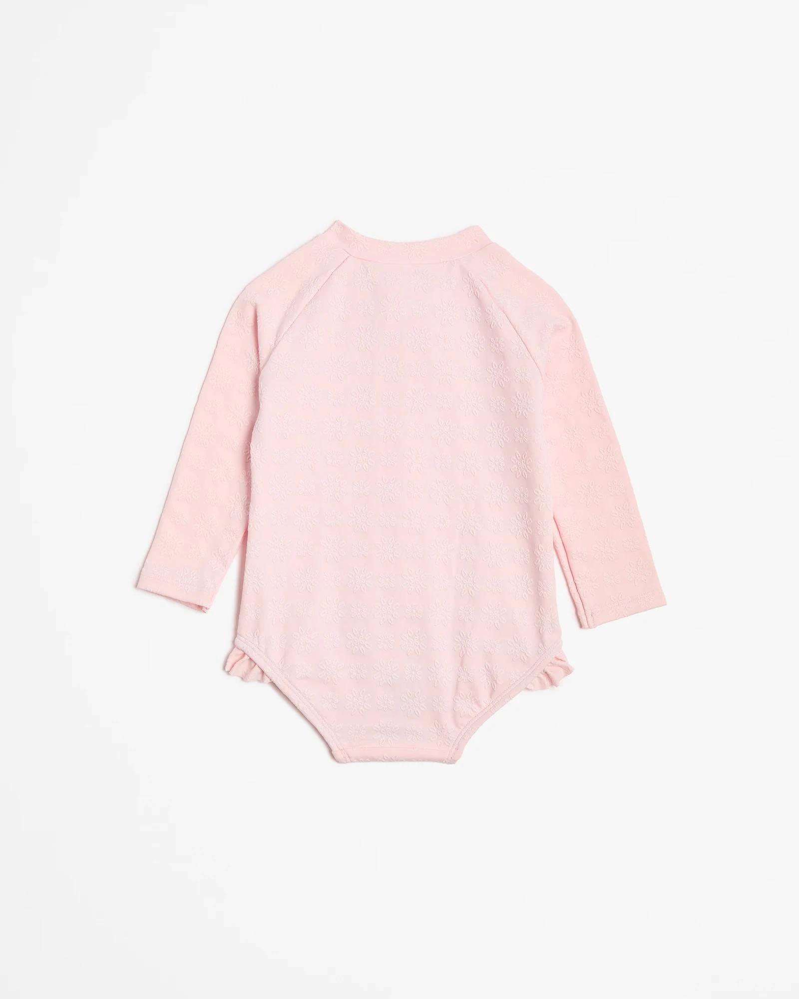 3 Target Baby Girls Rashsuit Swim Set with Hat 2 Piece PINK EMBROIDERED FLORAL, 3 of 3