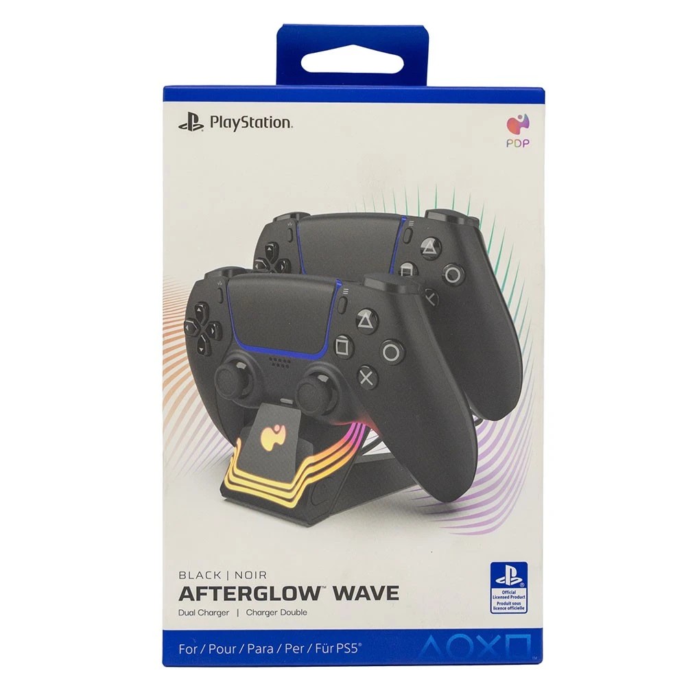1 PDP - Afterglow Wave Dual Charger for PlayStation 5 - Black, 1 of 4