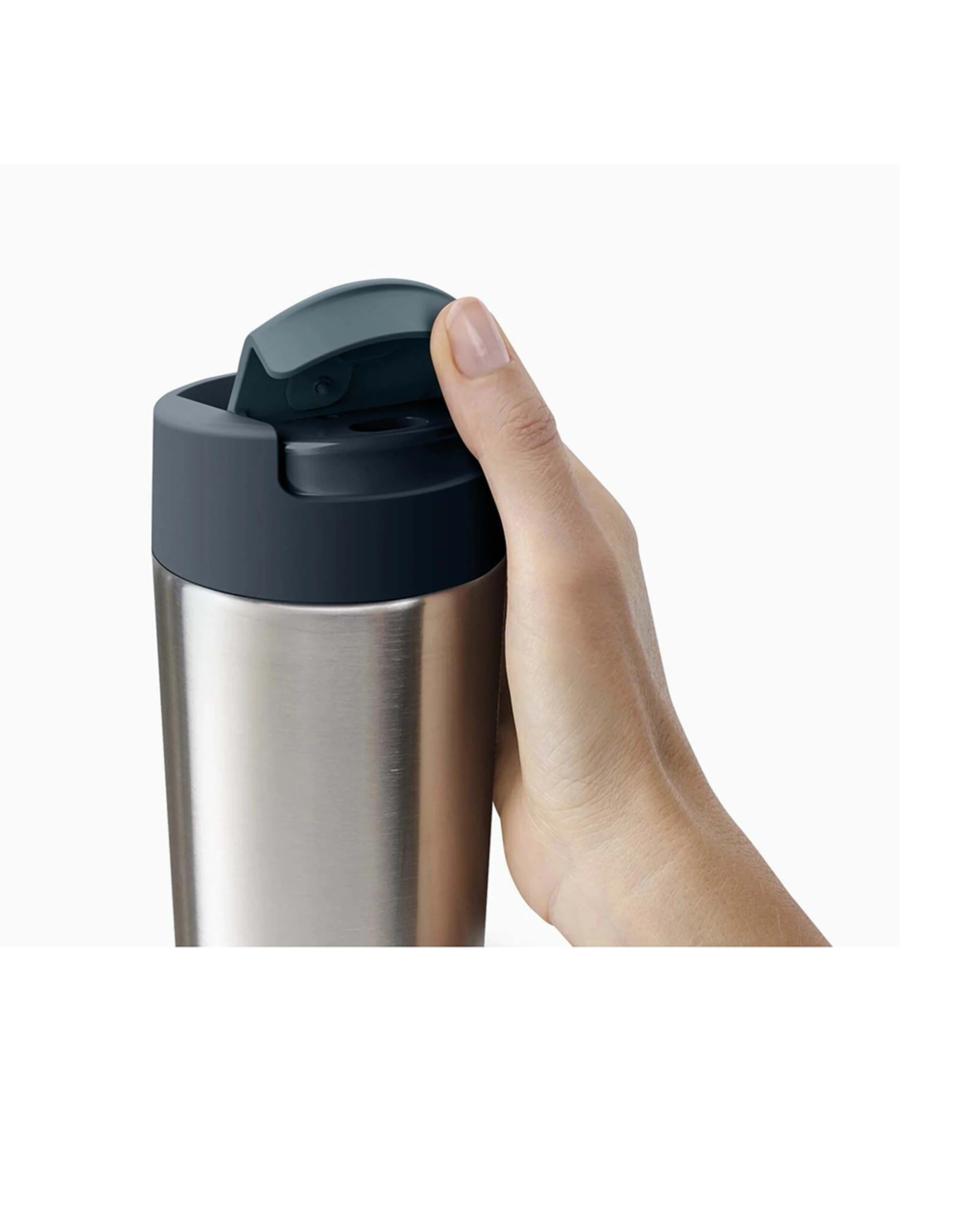 3 Joseph Joseph Sipp Stainless Steel 454ml Travel Mug - Anthracite - Grey, 3 of 4