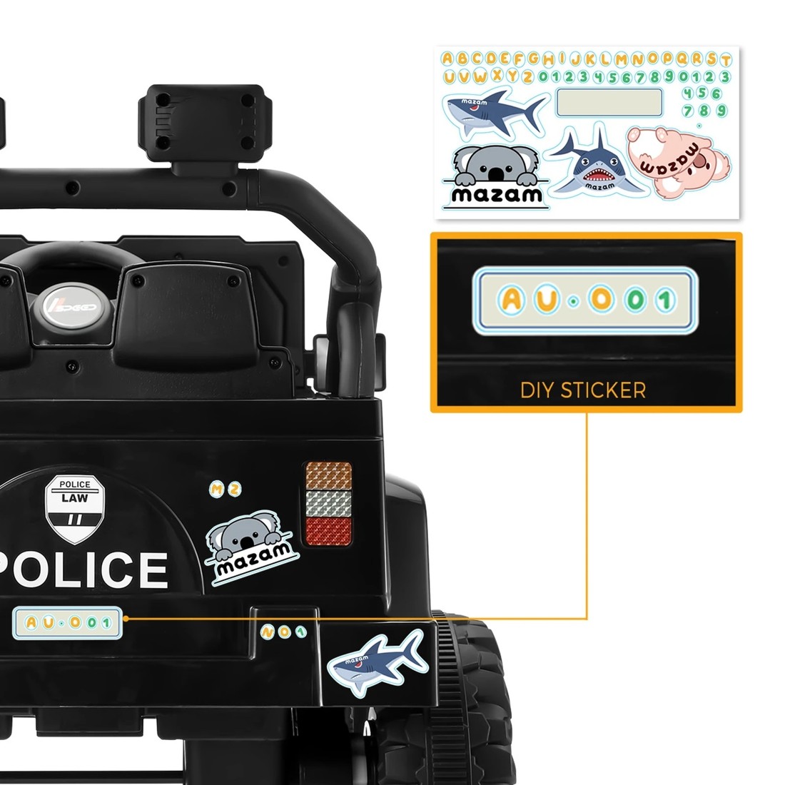 8 Mazam Kids Police Ride On Car Jeep 12v Electric Toy Remote Control Battery Cars
 - Multi, 8 of 10