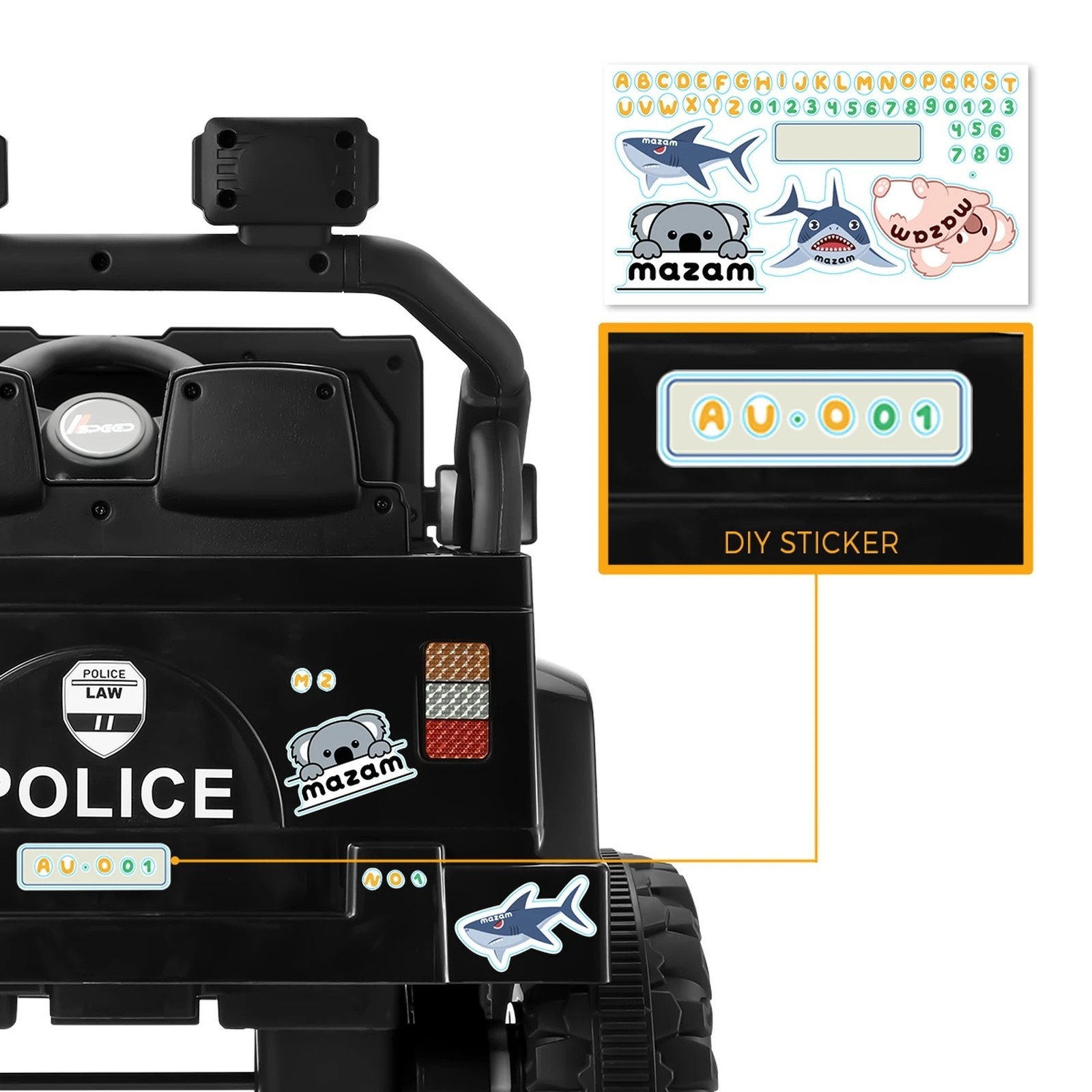 8 Mazam Kids Police Ride On Car Jeep 12v Electric Toy Remote Control Battery Cars
 - Multi, 8 of 10