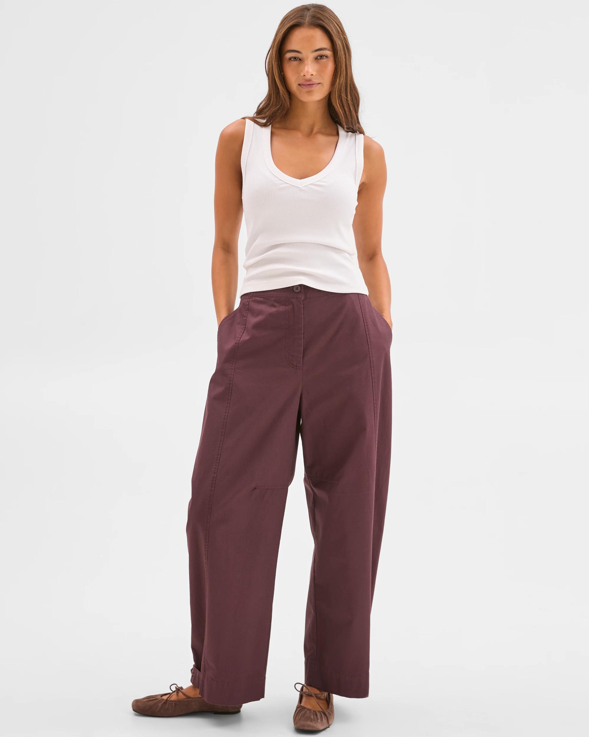 1 Lily Loves Australian Cotton Barrel Leg Cargo Pants FUDGE, 1 of 8