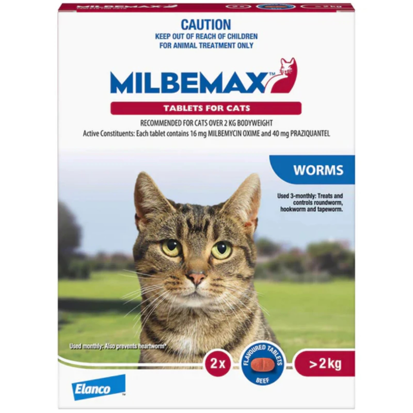 1 Milbemax For Cats Over 2kg - 2 Pack, 1 of 2