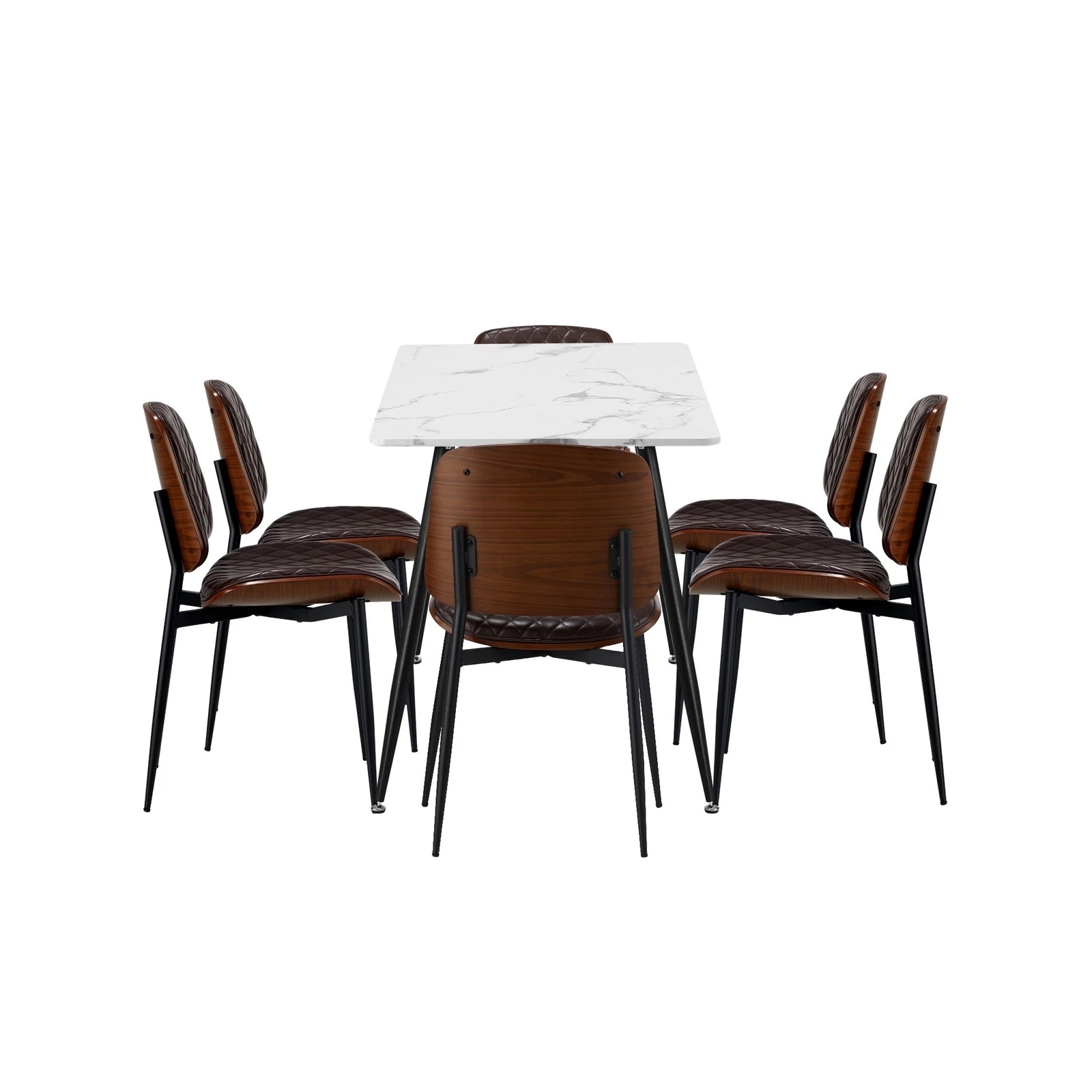 8 Oikiture 120cm Rectangle Dining Table with 6PCS PU Dining Chairs - Multi, 8 of 9