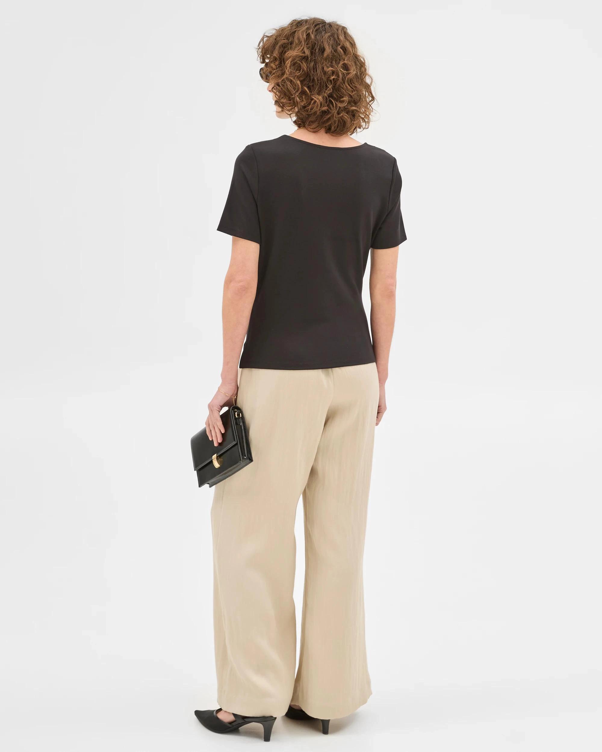 5 Gathered Ponte Top - Preview BLACK, 5 of 5