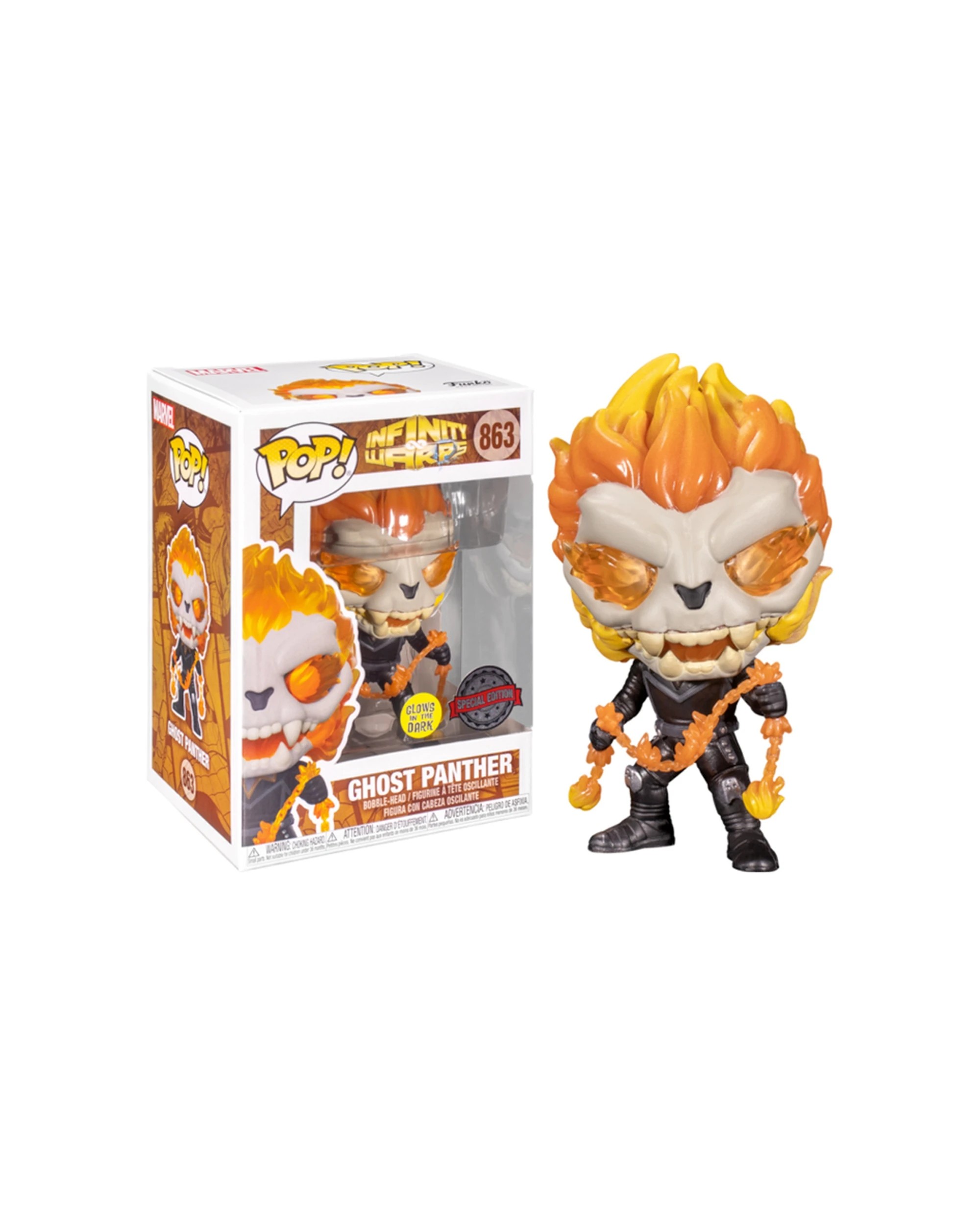 1 Pop Vinyl Figurine Infinity Warps - Ghost Panther Glow RS 10cm Collectible - Black, 1 of 3