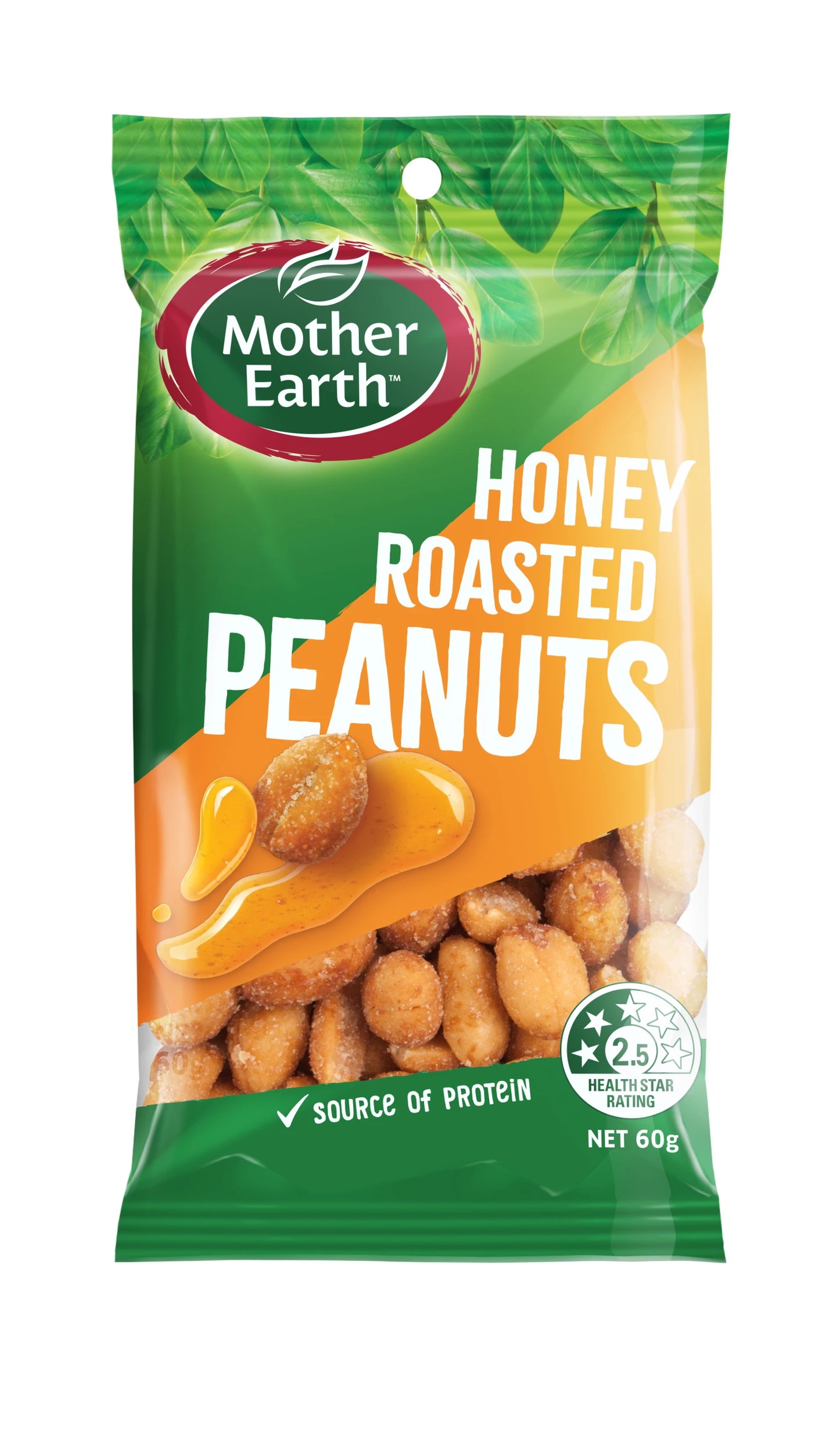 1 Mother Earth Honey Roasted Peanuts 60g, 1 of 1