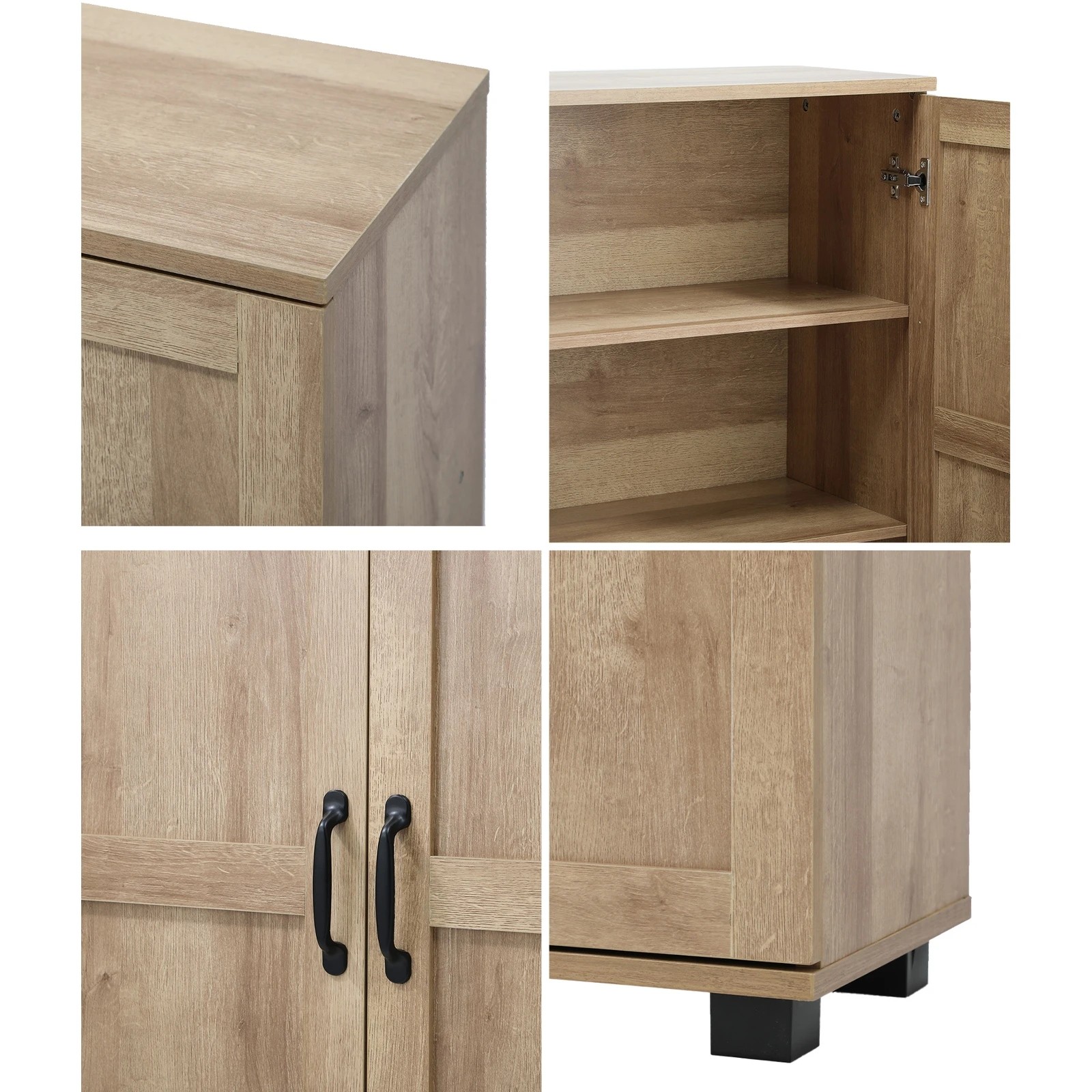 4 Oikiture Storage Cabinet Buffet Sideboard 2 Door Cupboard
 - Natural, 4 of 9