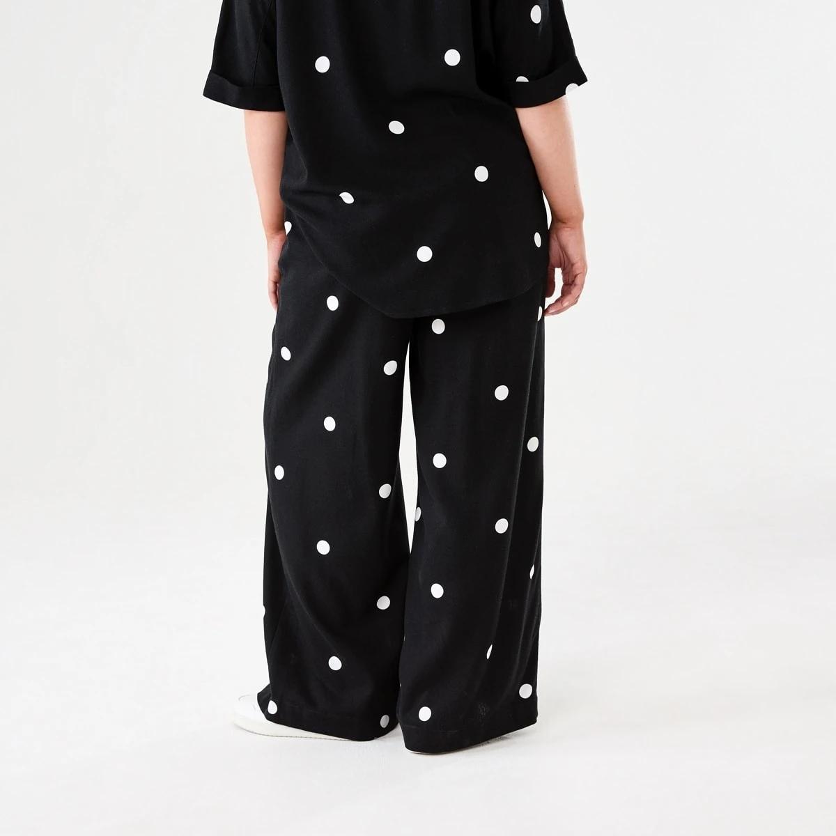 3 Textured Wide Leg Pants POLKA DOT BLACK, 3 of 6