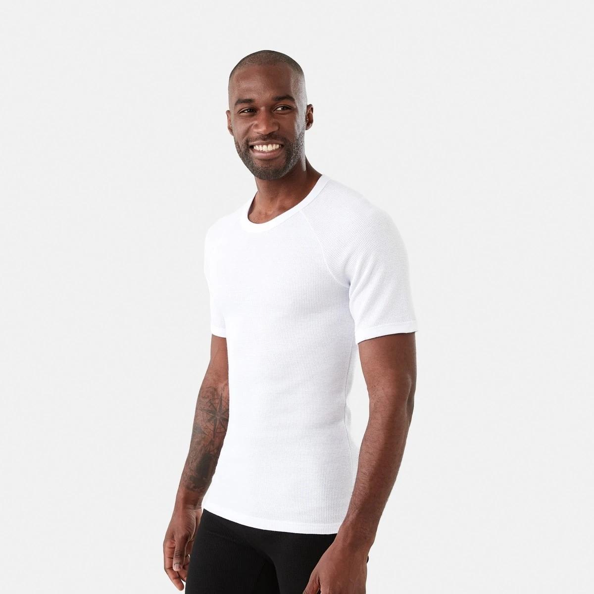 2 Short Sleeve Mini Waffle Thermal Top White, 2 of 5