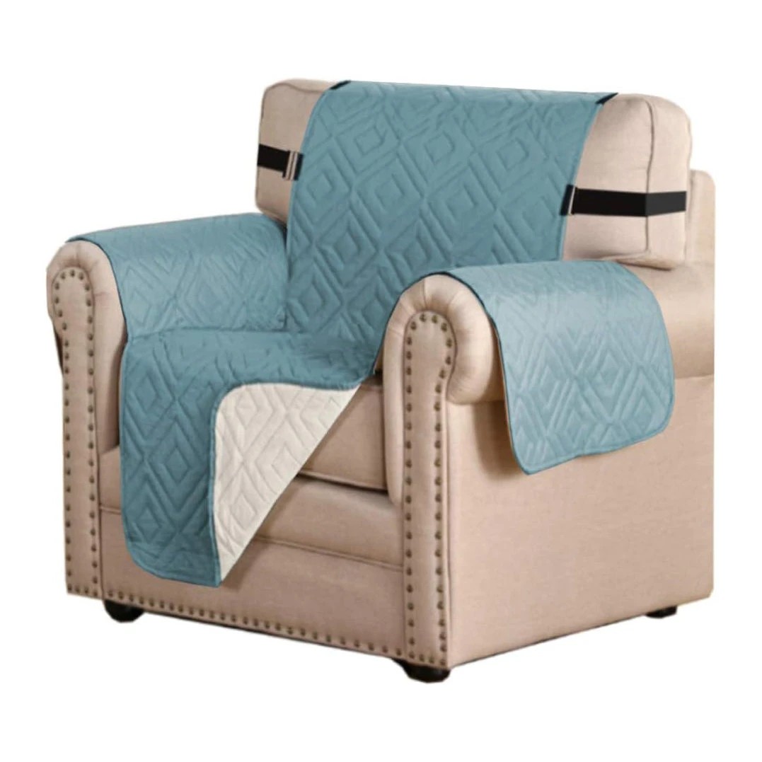 1 Smarcute 1 Seater Reversible Non-Slip Sofa Cushion with Straps - Blue, 1 of 5