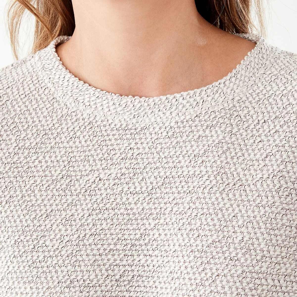 5 Long Sleeve Textured Split Hem Top Nat Beige, 5 of 7