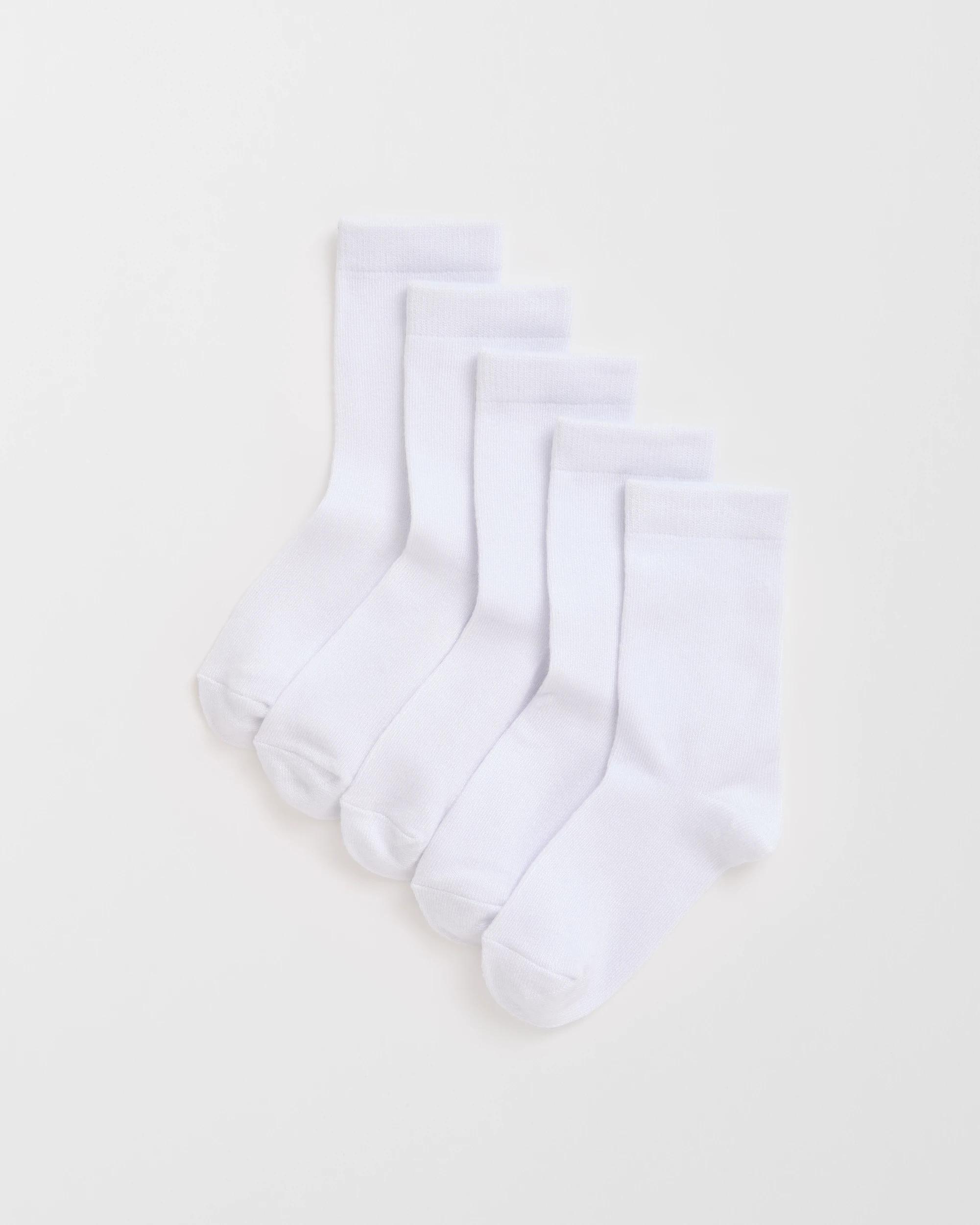 1 Maxx Bamboo 5 Pack Crew School Socks WHITE, 1 of 3