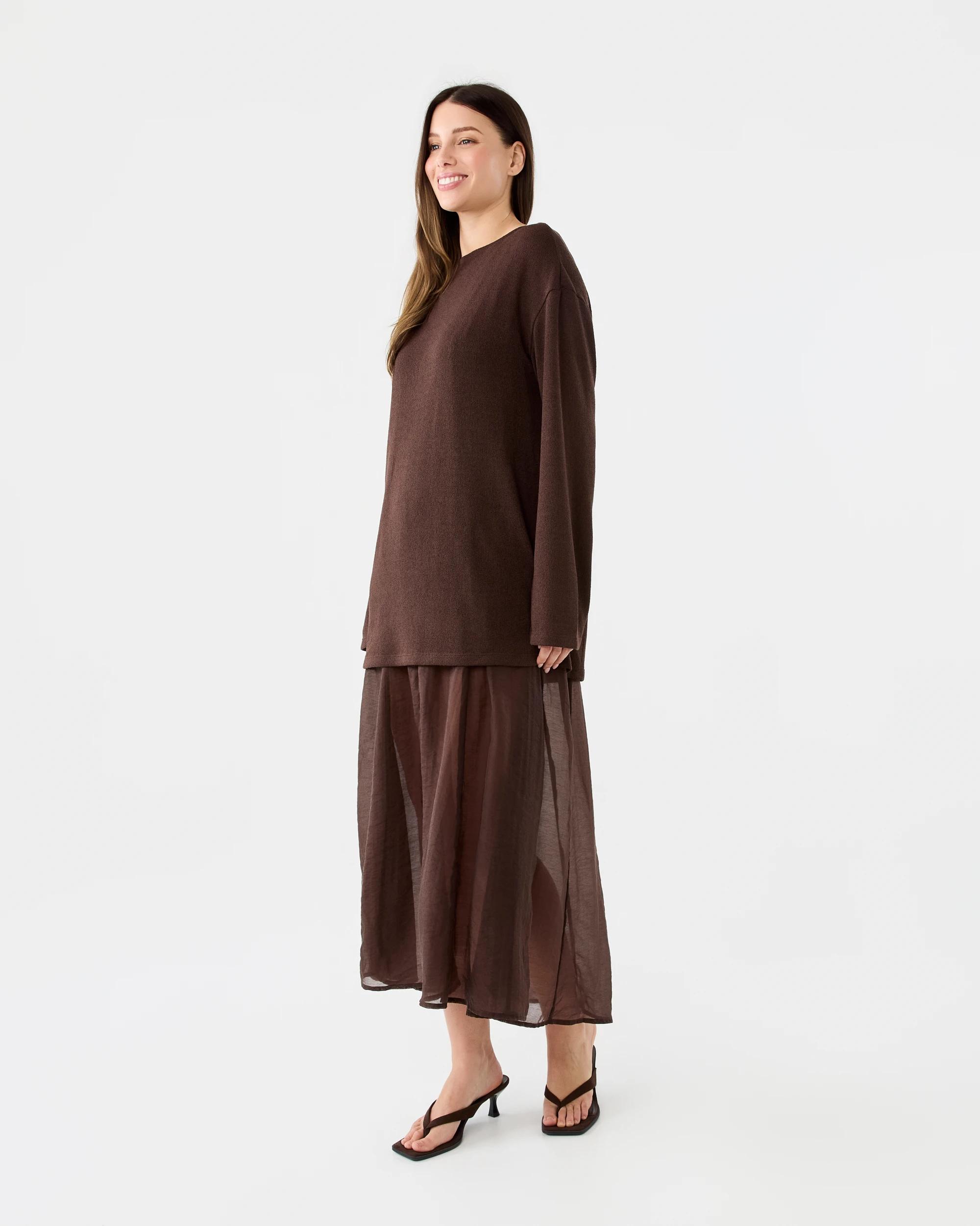 2 Long Sleeve 2-in-1 Jumper Maxi Dress Cbean, 2 of 6