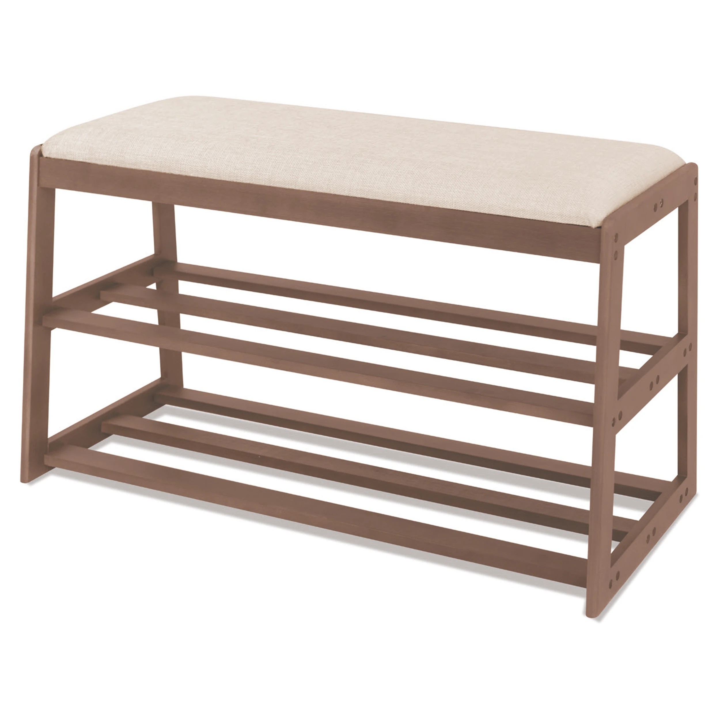 2 Walnut Look Shoe Bench, 2 of 3