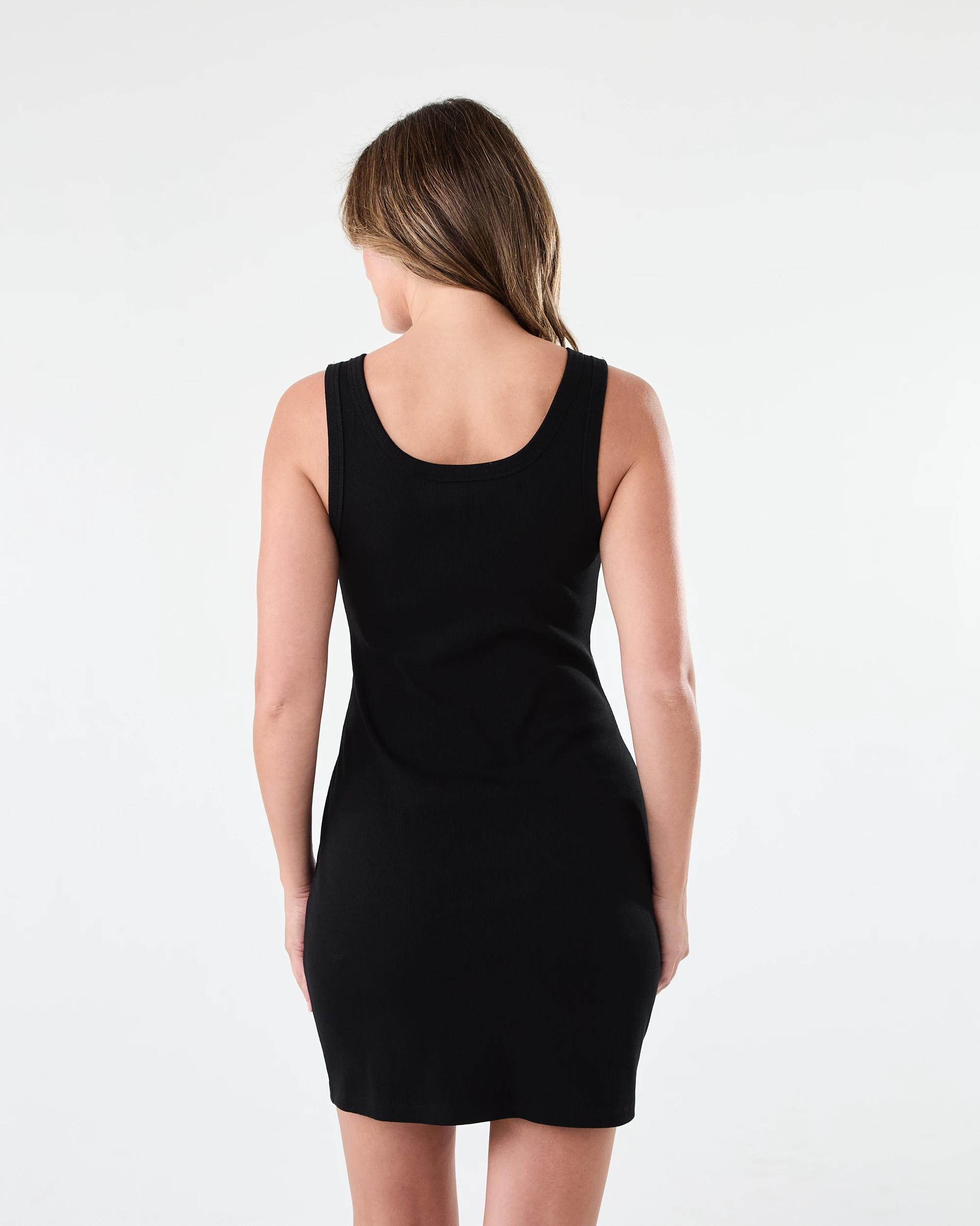 3 Sleeveless Crew Neck Padded Mini Dress Black, 3 of 6