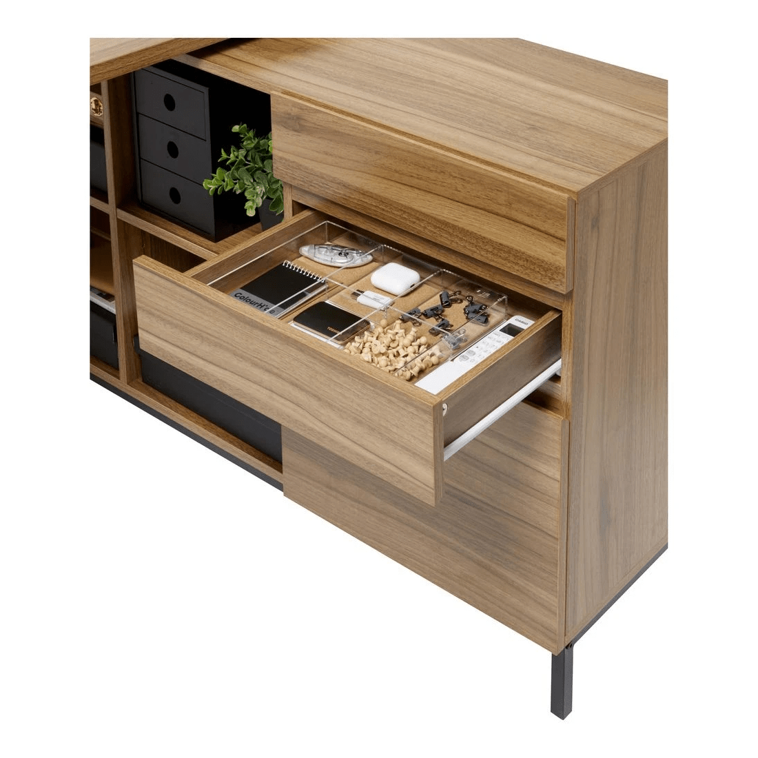 7 Stockholm 1200 x 1200mm Workstation Walnut Black, 7 of 10