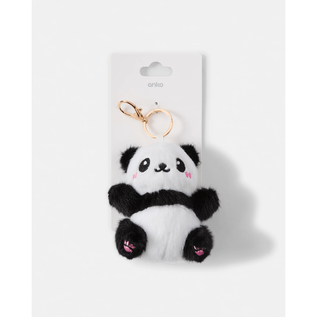 1 Fluffy Panda Bag Charm Keyring, 1 of 3