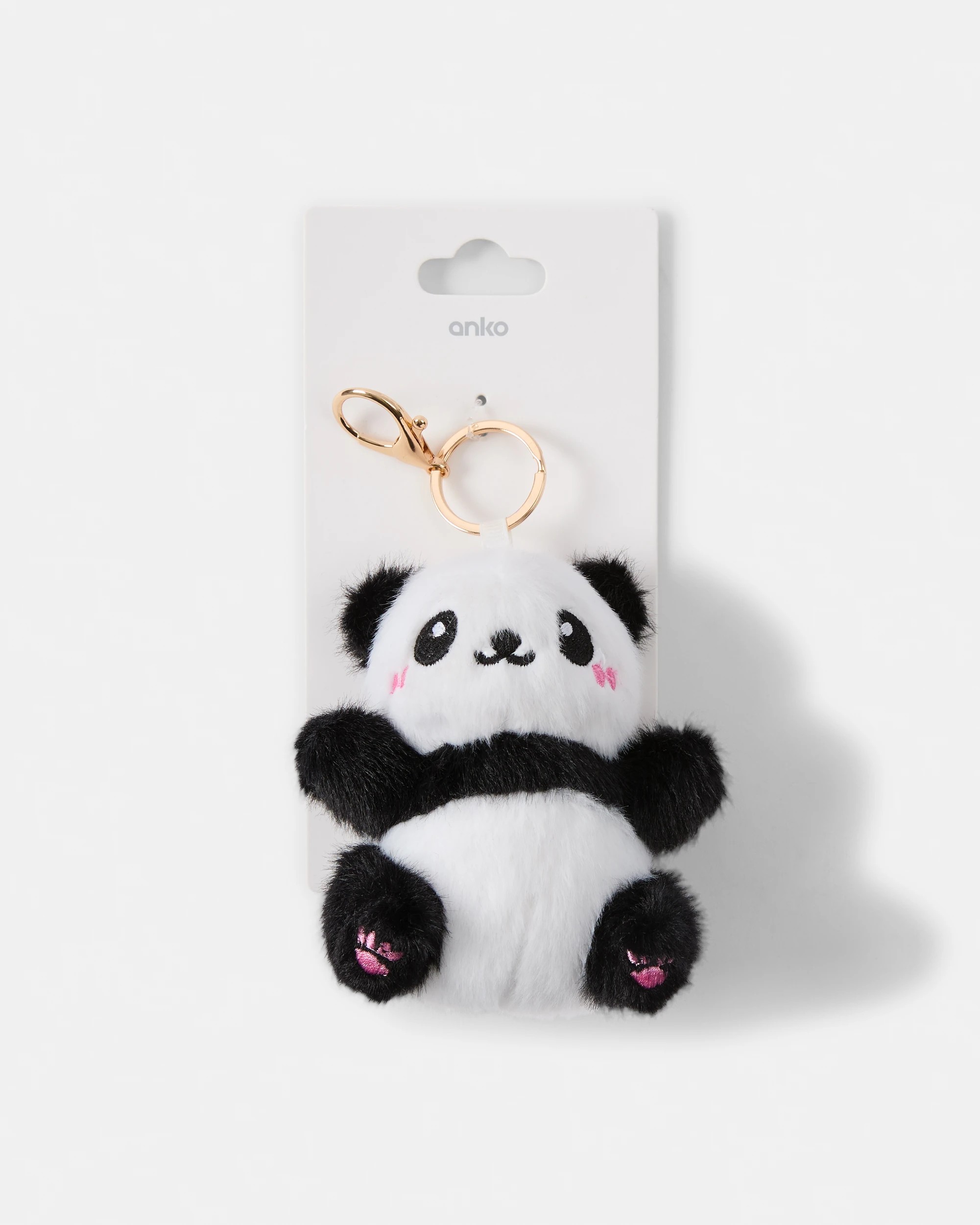 1 Fluffy Panda Bag Charm Keyring, 1 of 3