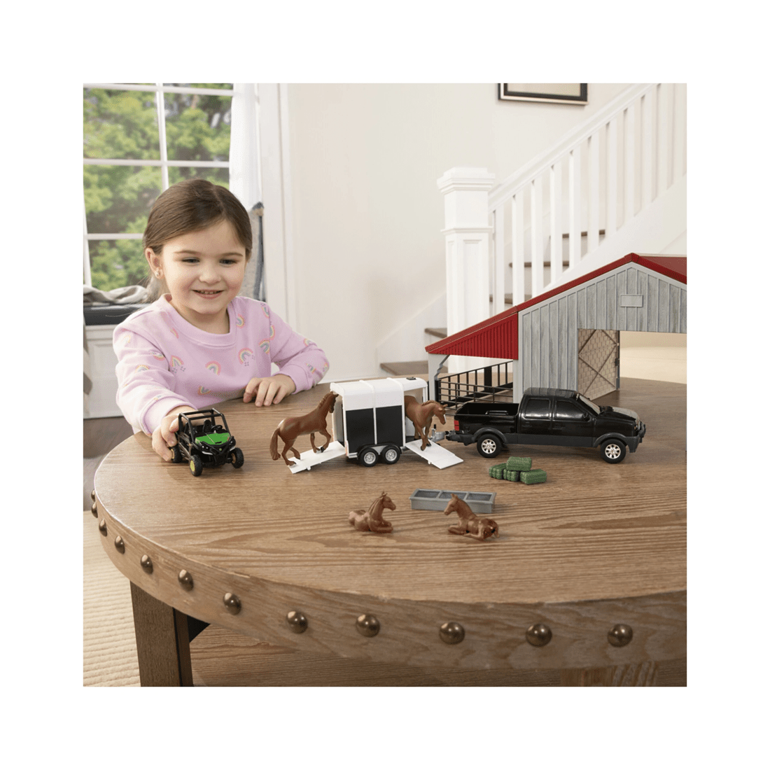 6 John Deere Weathered Barn Play Set With Pickup Horse Trailer 1 32 Scale 3 Years Plus. - Grey, 6 of 8