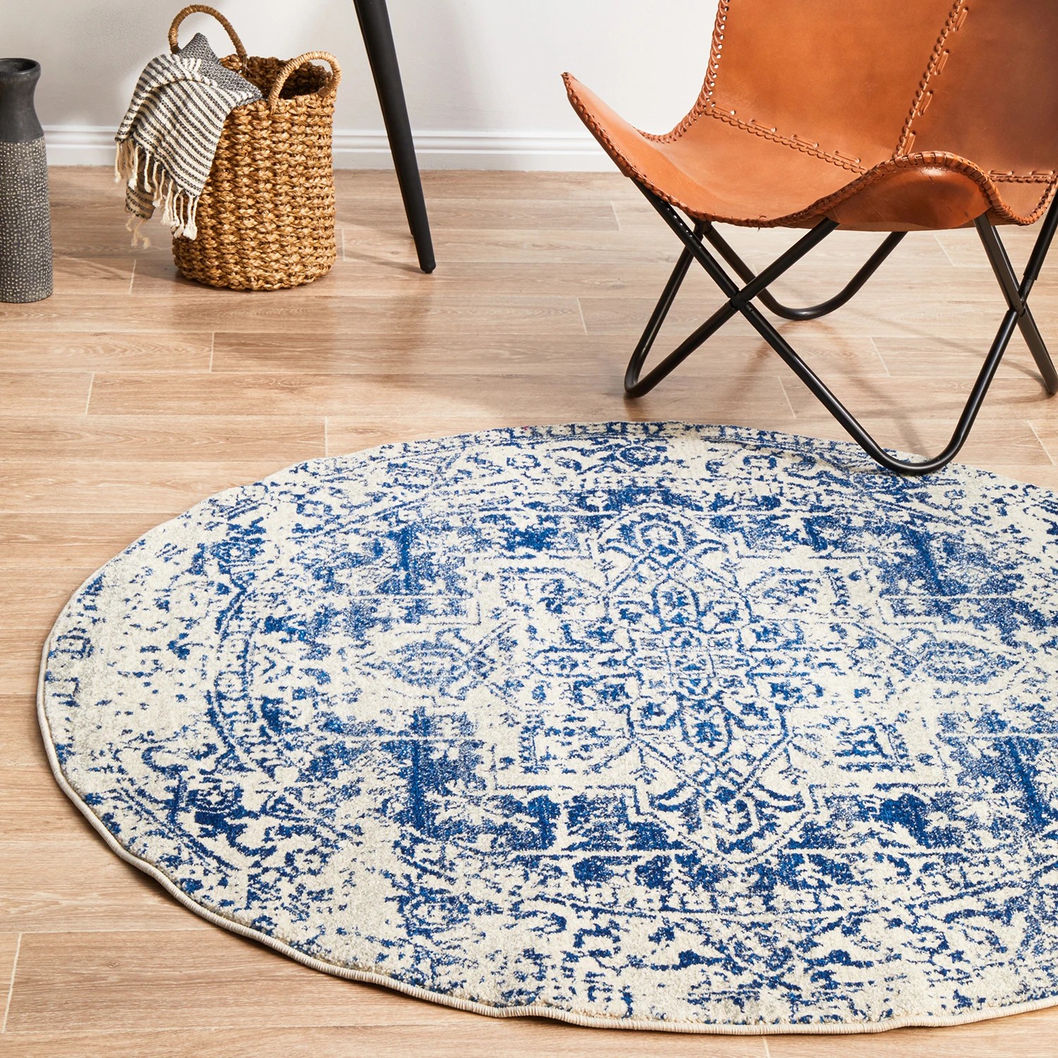 4 Common Ground Rugs Encore 253 150x150cm Round - Small Pet Friendly Rug - Blue, 4 of 7