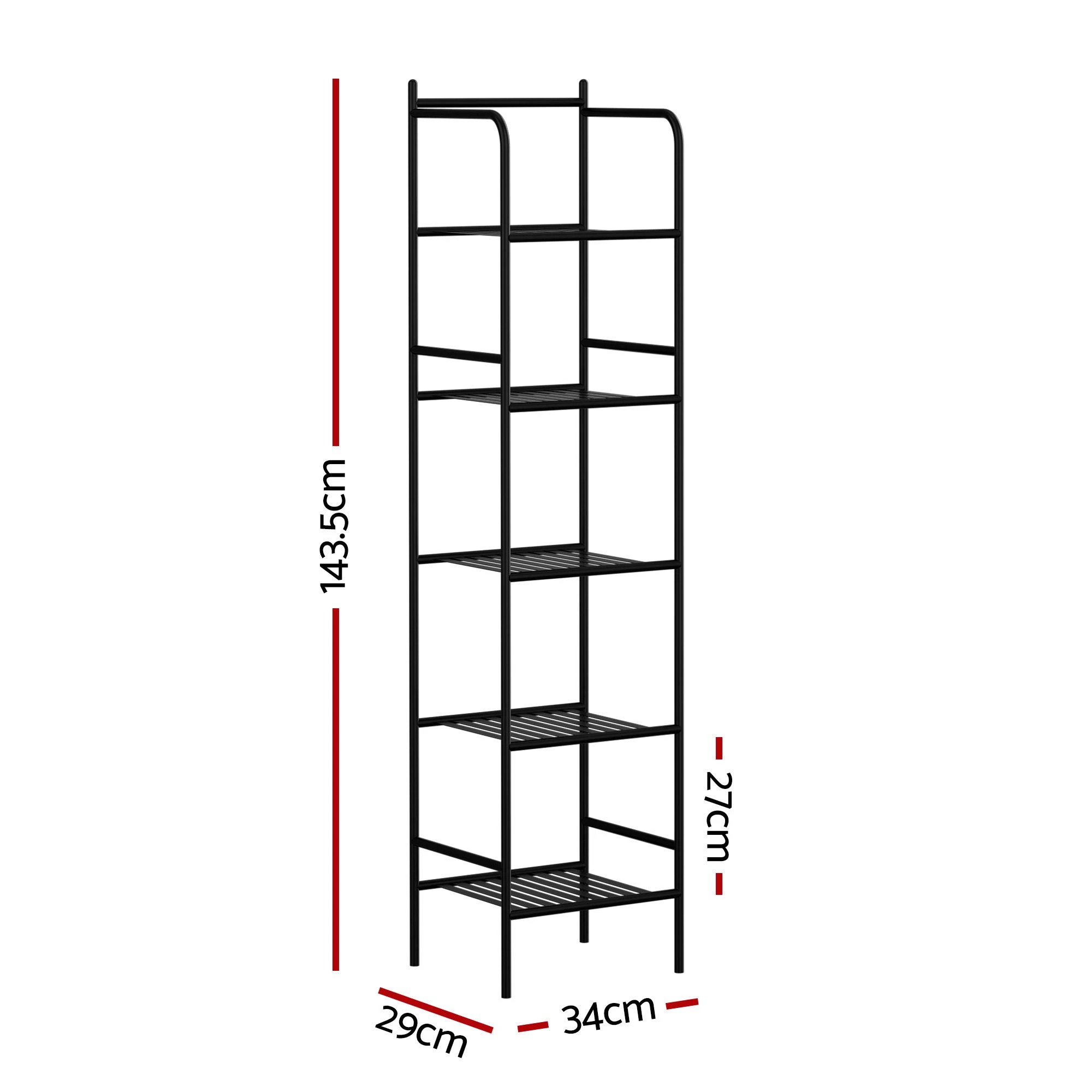 1 Artiss 5 Tier Floor Standing Corner Shower Caddy Bathroom Organizer - Black, 1 of 8