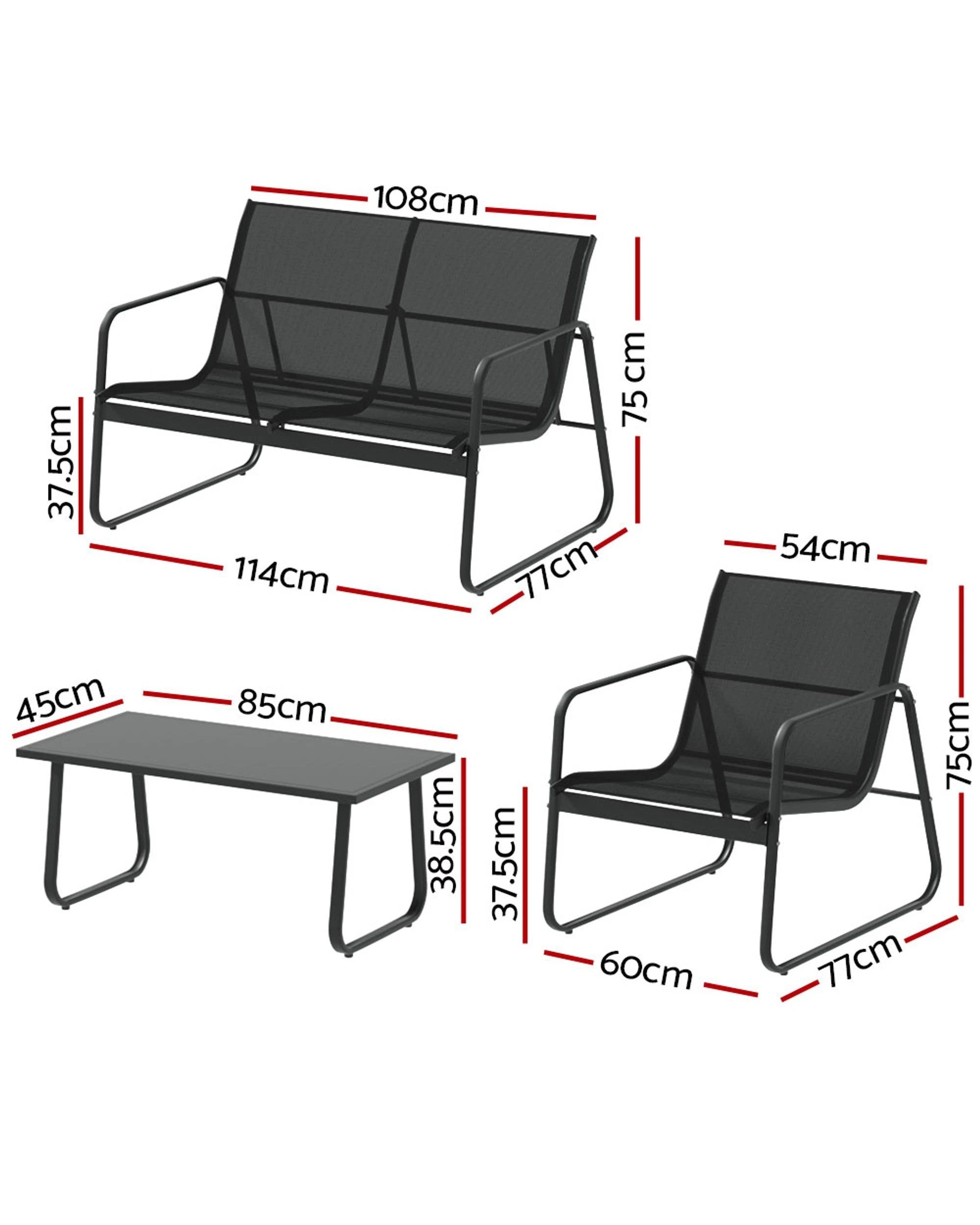 2 Gardeon Outdoor Sofa Set Lounge Setting - Black, 2 of 4