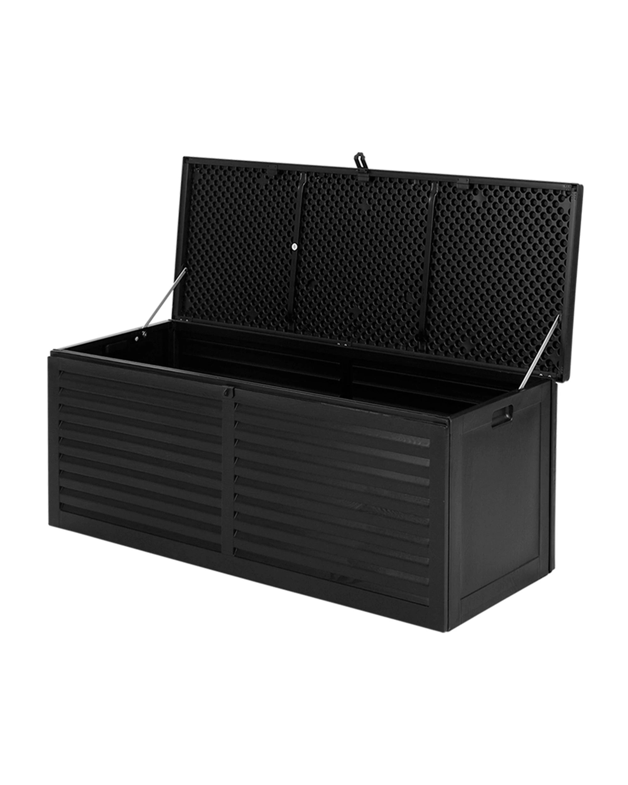 1 Gardeon Outdoor Storage Box 390L Container Lockable Garden Bench Shed Tools Toy - Black, 1 of 8