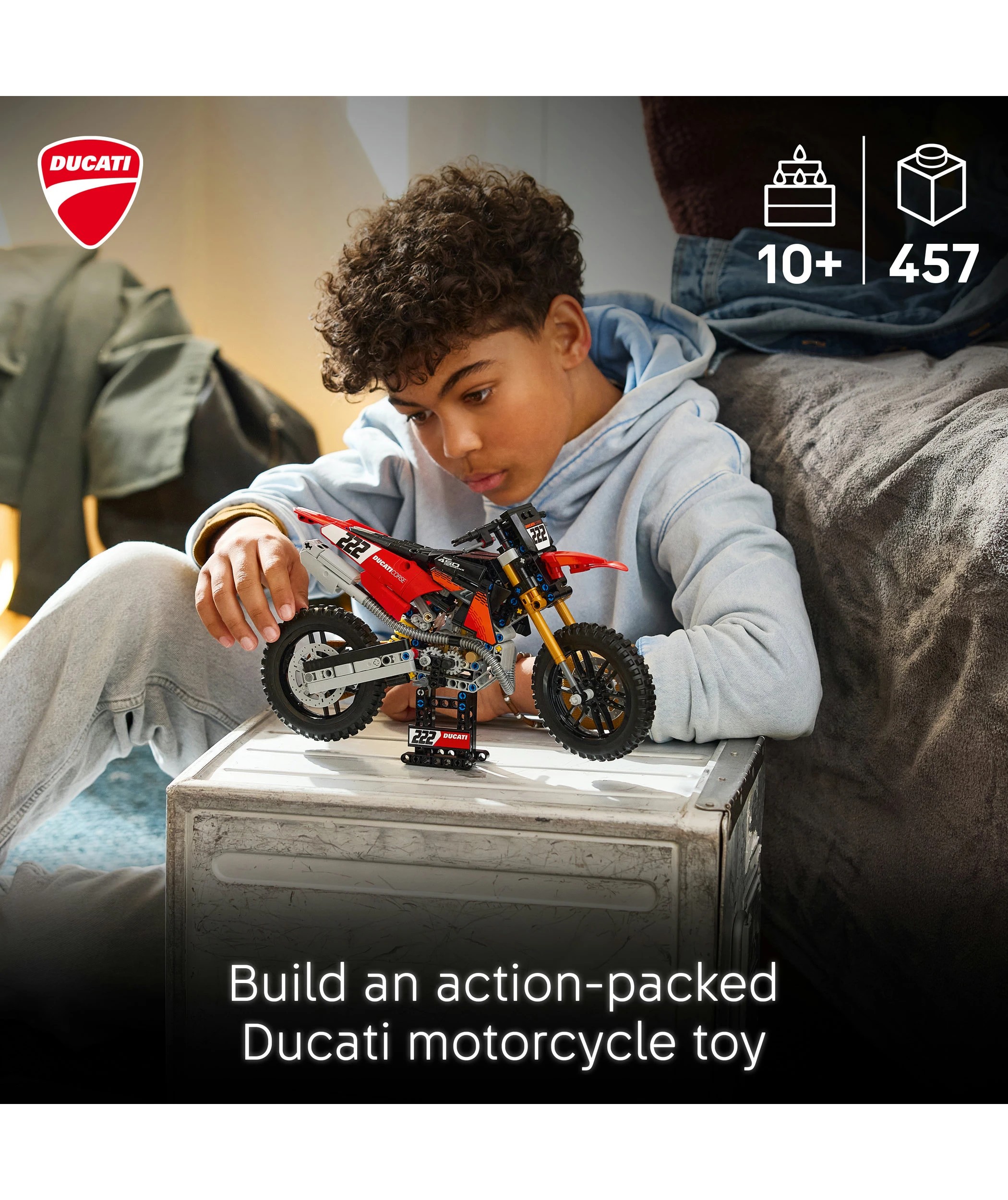 3 LEGO Technic Ducati Desmo450 MX Factory Motorcycle 42238, 3 of 10